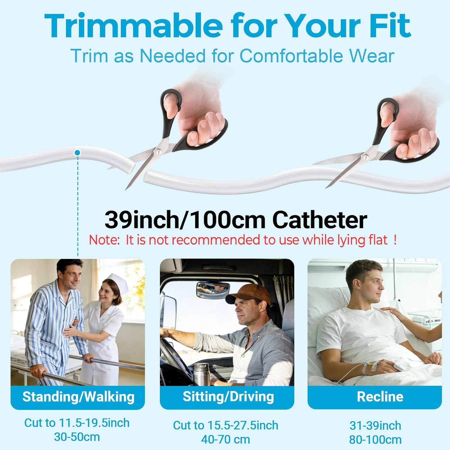 Catheter for Men, Urine Collection Bag for Elderly Men Male Age 80, Reusable Portable Silicone Urinal with 2 Bags (White-Men) - Image 4