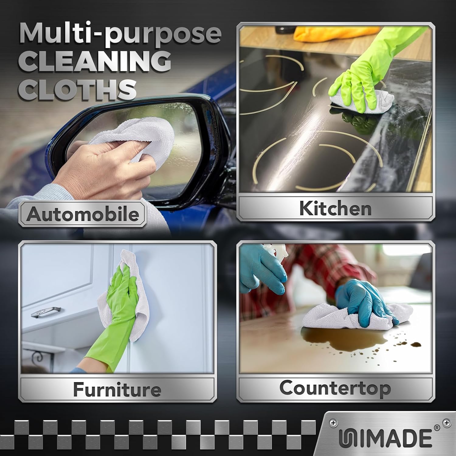 UNIMADE Shop Towels, 100 Pack Commercial Grade Work Rags Microfiber Towels for Cars Cleaning Rags Bulk Detailing Cloth for Automotive Bar Mechanic Restaurant Garage Housekeeping, 11.5"x 11.5", White - Image 7