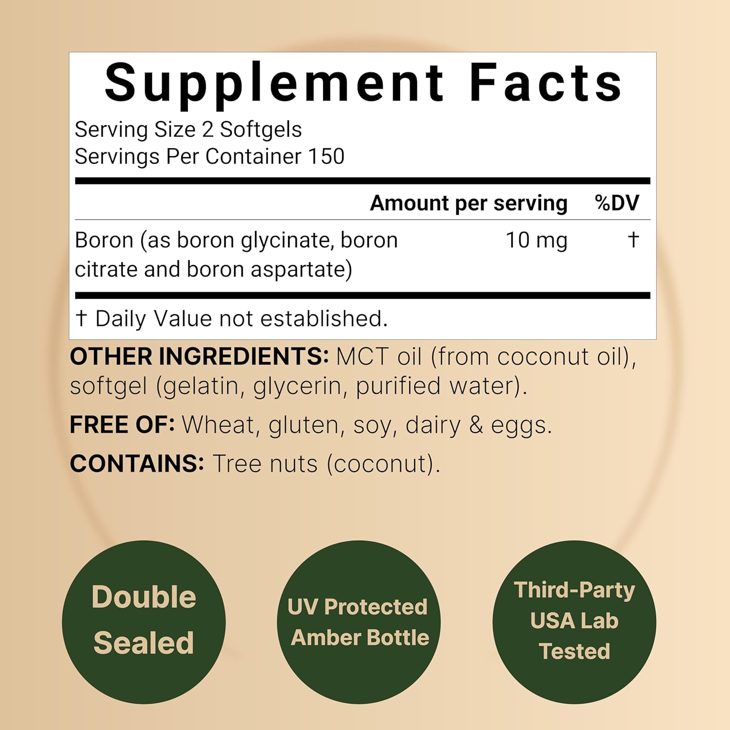 Boron 10mg, 300 Softgels with MCT Oil | High Absorption | Triple Action Boron Supplement for Men & Women | Glycinate, Citrate, & Aspartate Complex | Trace Minerals for Hormone, Bone, & Joint Support - Image 2