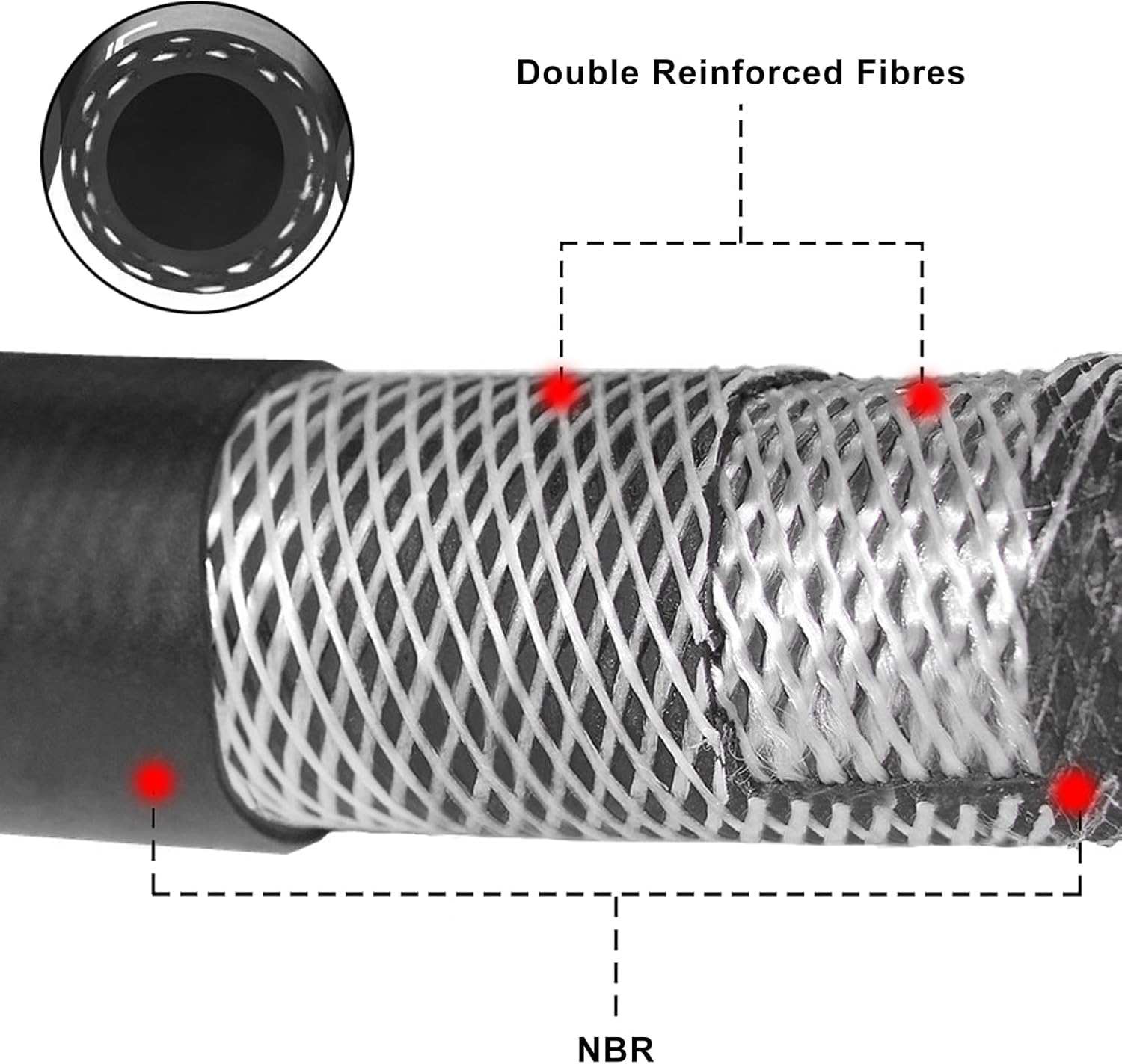 1/4" Fuel Line Hose, 10FT SAE 30R10 300PSI High Pressure Submersible for Automotive Fuel Systems Engines - Image 2