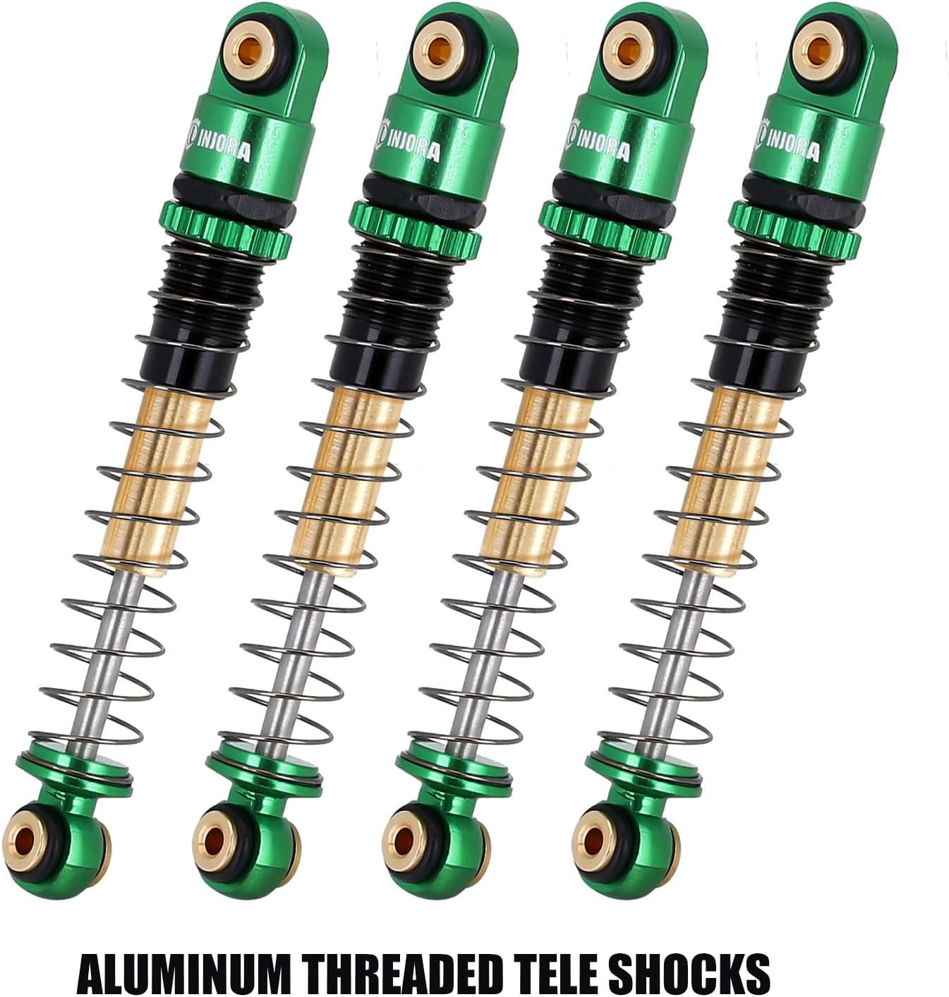INJORA 43mm Aluminum Shocks Threaded Tele Shock Absorber Damper for 1/24 RC Crawler Car Axial SCX24 AXI90081 Deadbolt Micro Crawler(Green) - Image 6
