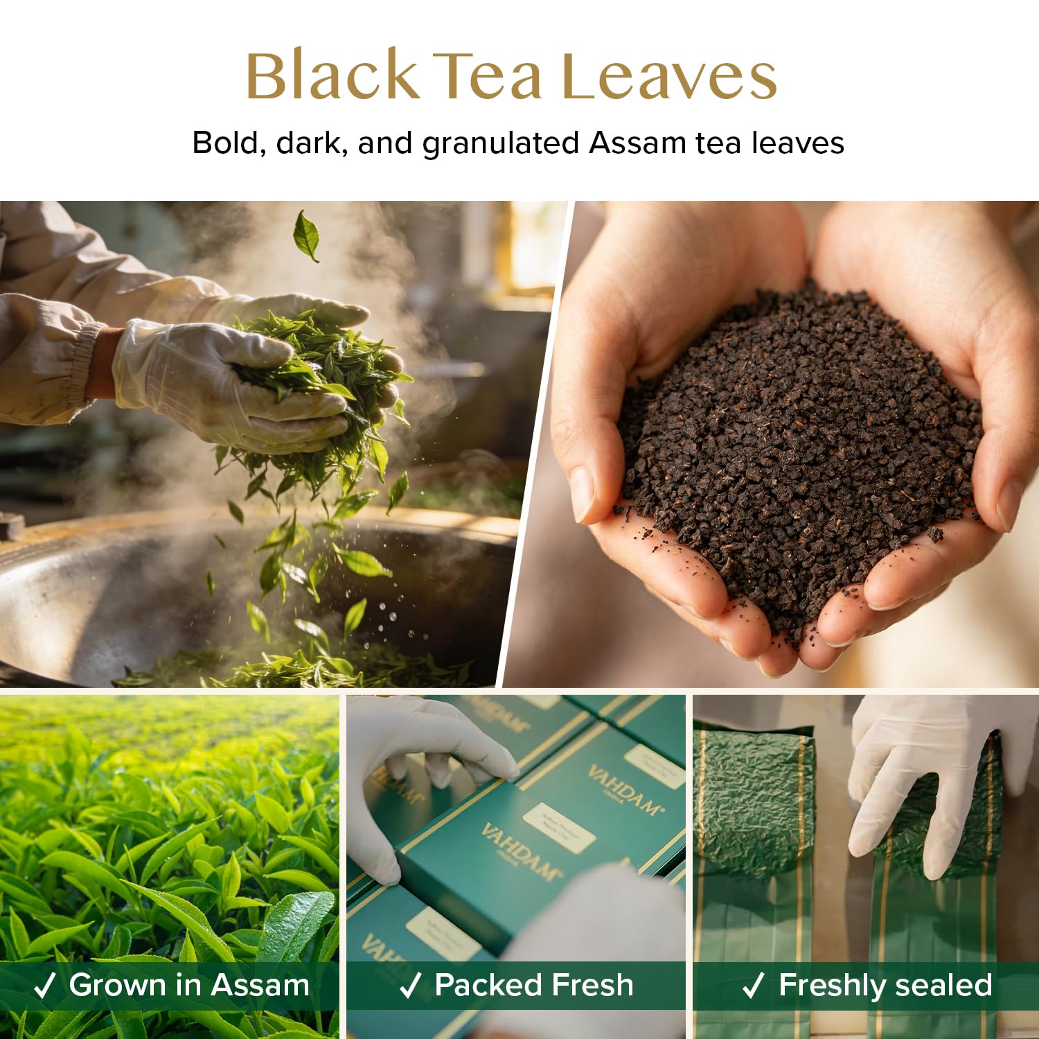 VAHDAM, Assam CTC Black Tea Loose Leaf 170+ cups (12oz) STRONG, BOLD & RICH Loose Leaf | Pure Assam Chai Tea | Pure Unblended Single Origin Black Tea | Vacuum Sealed - Image 2