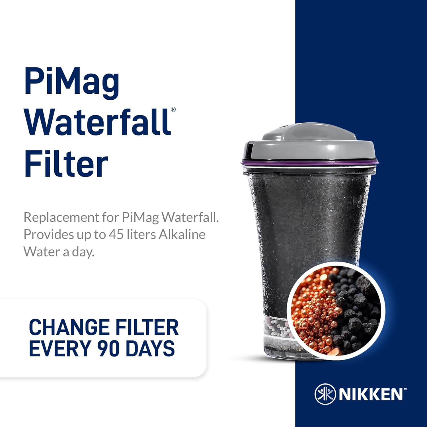 Nikken - PiMag Waterfall Filter Cartridge - Advanced Ionic Filtration, Copper Particles, Chlorine & Lead Reduction, pH Balance, Fresh Drinking Water - Image 2