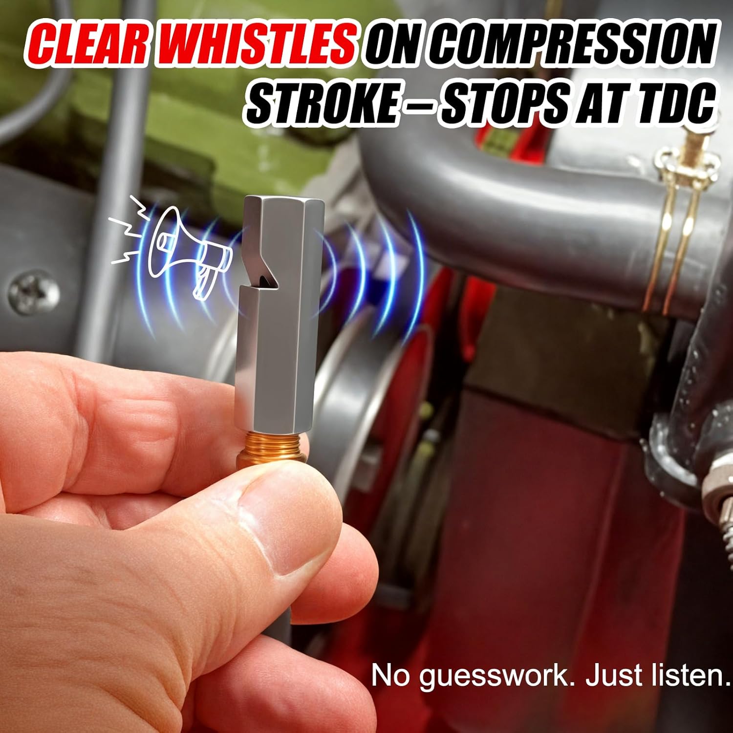 Top Dead Center Tool 8016MRG TDC Whistle – Universal Top Dead Center Indicator with 14mm/18mm Spark Plug Ports – Top Dead Center Whistle for Distributor Installation, Timing & Valve Adjustment - Image 2