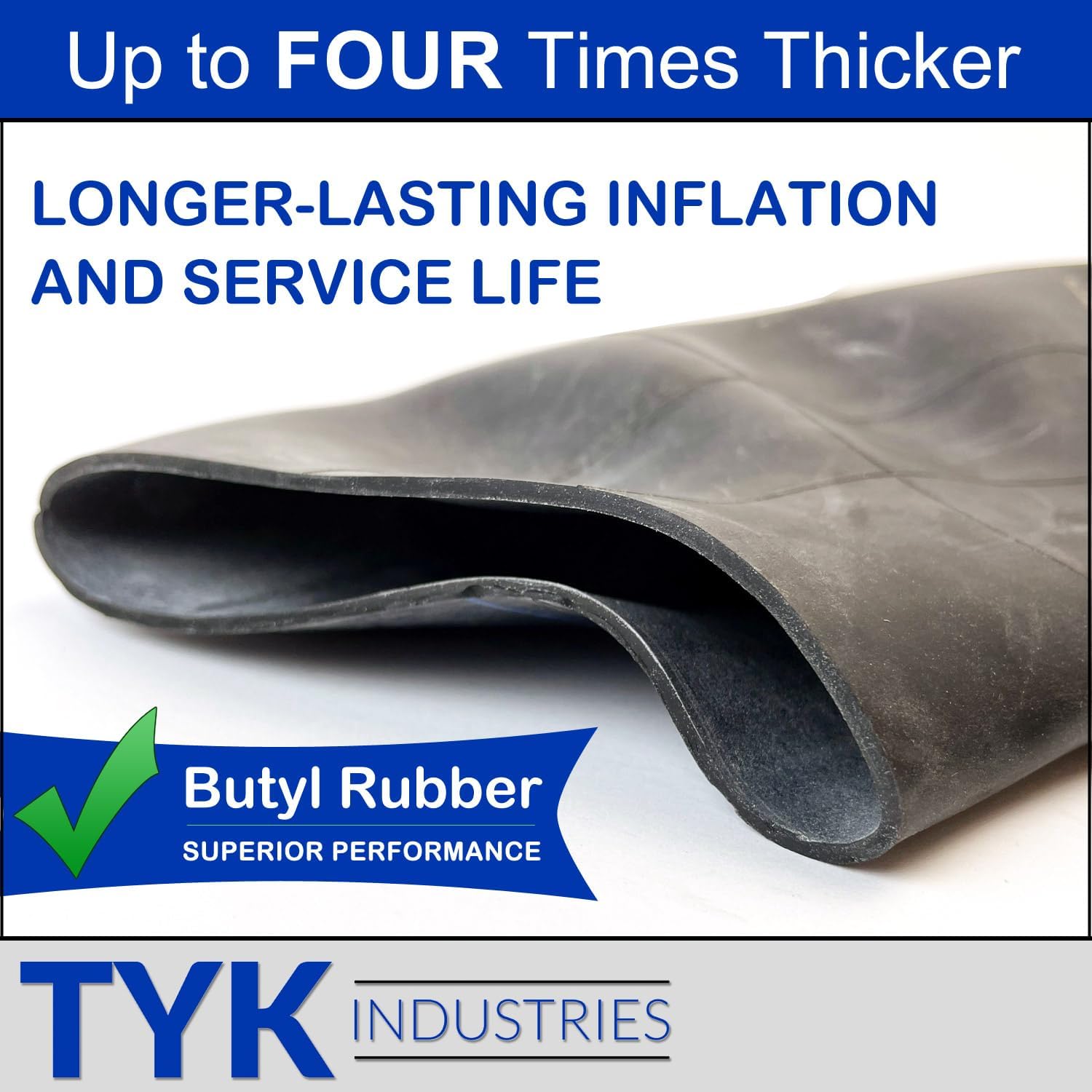 (2-Pack) TYK Industries 18X8.50-10 Lawn Mower Tire Inner Tube, Replacement 18.5X8.50-10 Tire Tube for Yard Tractors, Trailers with TR13 Short Rubber Valve Stems - Image 3