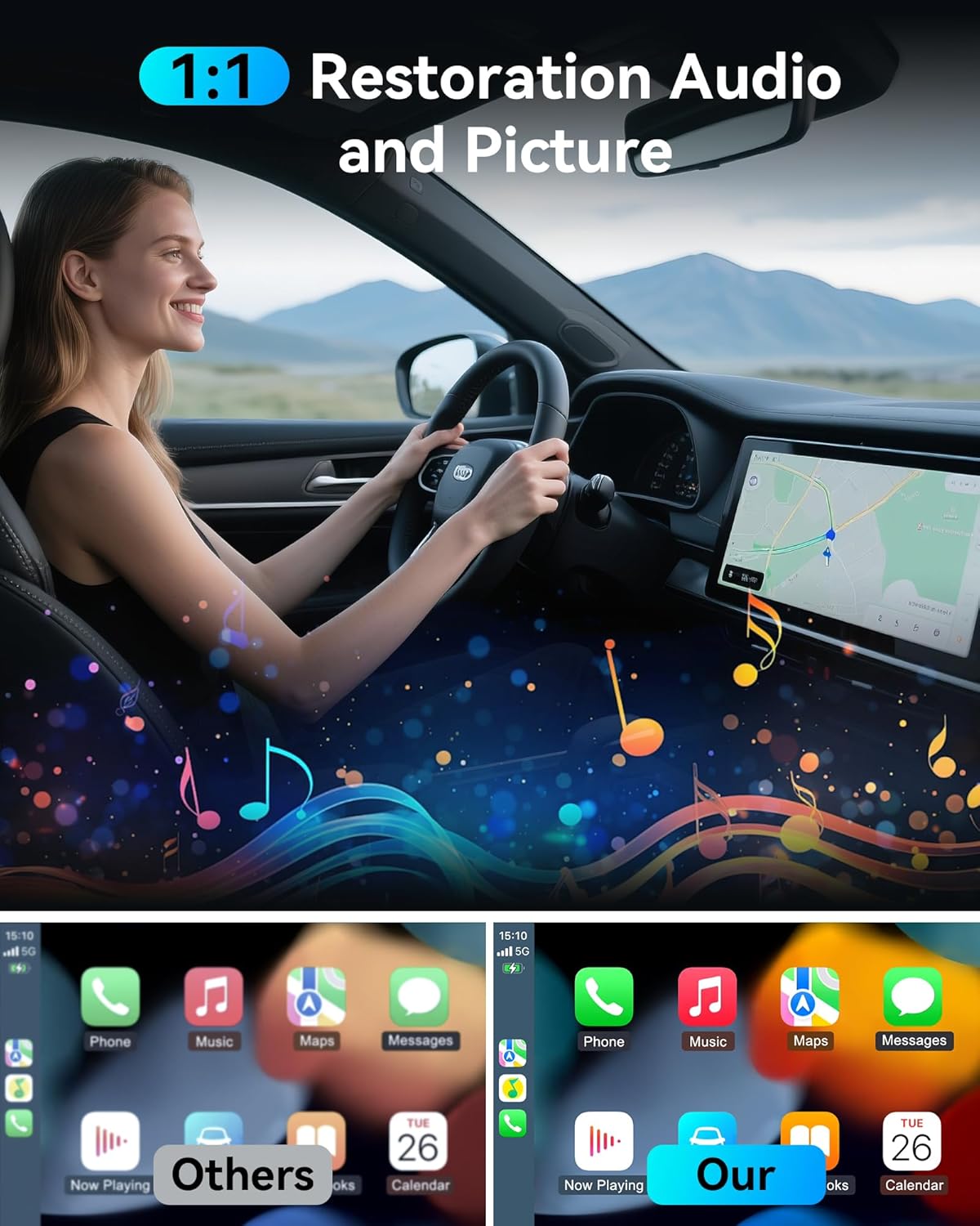 Burnt Sugar Wireless Carplay Adapter for iPhone Newly Upgraded, Ultra-Mini USB Design Wired to Wireless for Apple Car Play, Stable Low-Lag GPS Plug & Play for iOS 10+ & Cars from 2016+ (Starry Sky) - Image 8