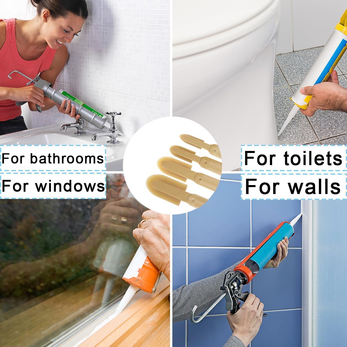 8 PCS Rubber Caulking Spatulas Tool,Rubber Caulk Silicone Sealant Finishing Tool,Spreader Applicator Caulking Finishing Tool Rubber for Floors, Tiles, Walls, Bathrooms, Kitchens 4 Size - Image 6