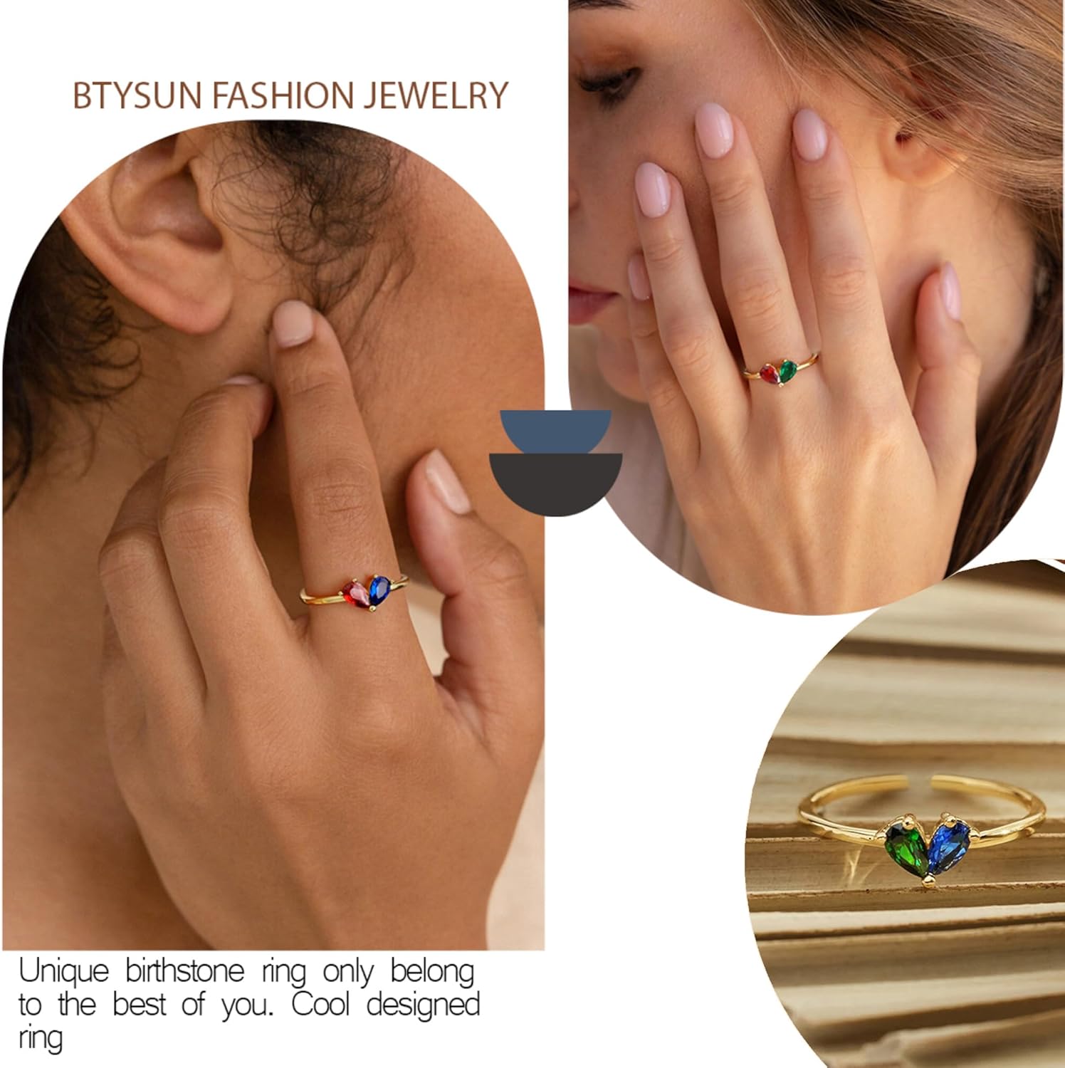 Birthstone Rings for Women, Non Tarnish Gold Rings 2026 Graduation Gifts Birthday Gift Trendy Teen Girl Stuff Dainty 14K Plated Adjustable CZ Stacking Promise Ring Anniversary Jewelry for Friend Sister Girlfriend Daughter - Image 5