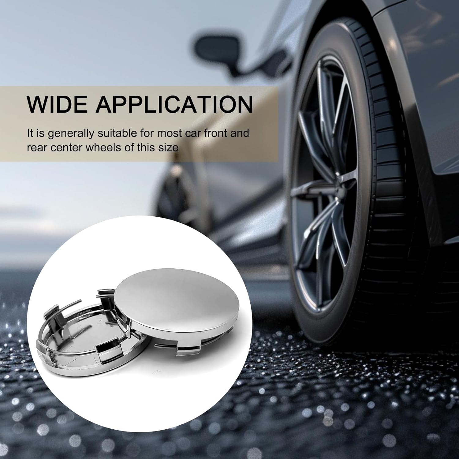 4 PCS Car Wheel Center Hub Cover, 60MM/2.36In Outer Diameter and 56MM/2.2In Inner Diameter, Snap-in Vehicle Rim Hub Caps Accessories (Silver) - Image 7