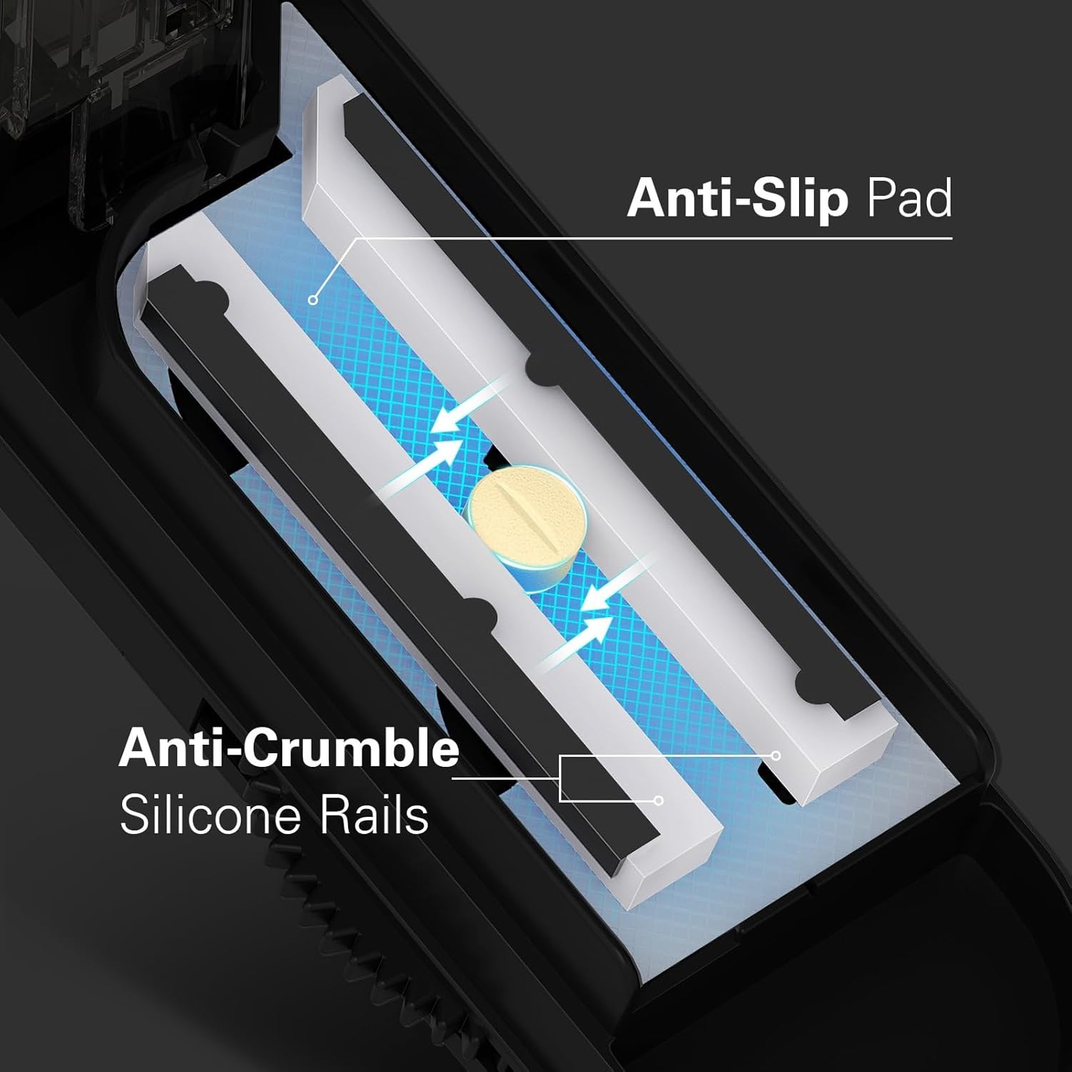 ONE PIX Multiple Pill Cutter Splitter for Small and Tiny Pills, Accurate 1/2 Tablet Splitter with Adjustable Bars & Hidden Blade, Safely Cuts Large Medication for Seniors & Pets, Grey - Image 4