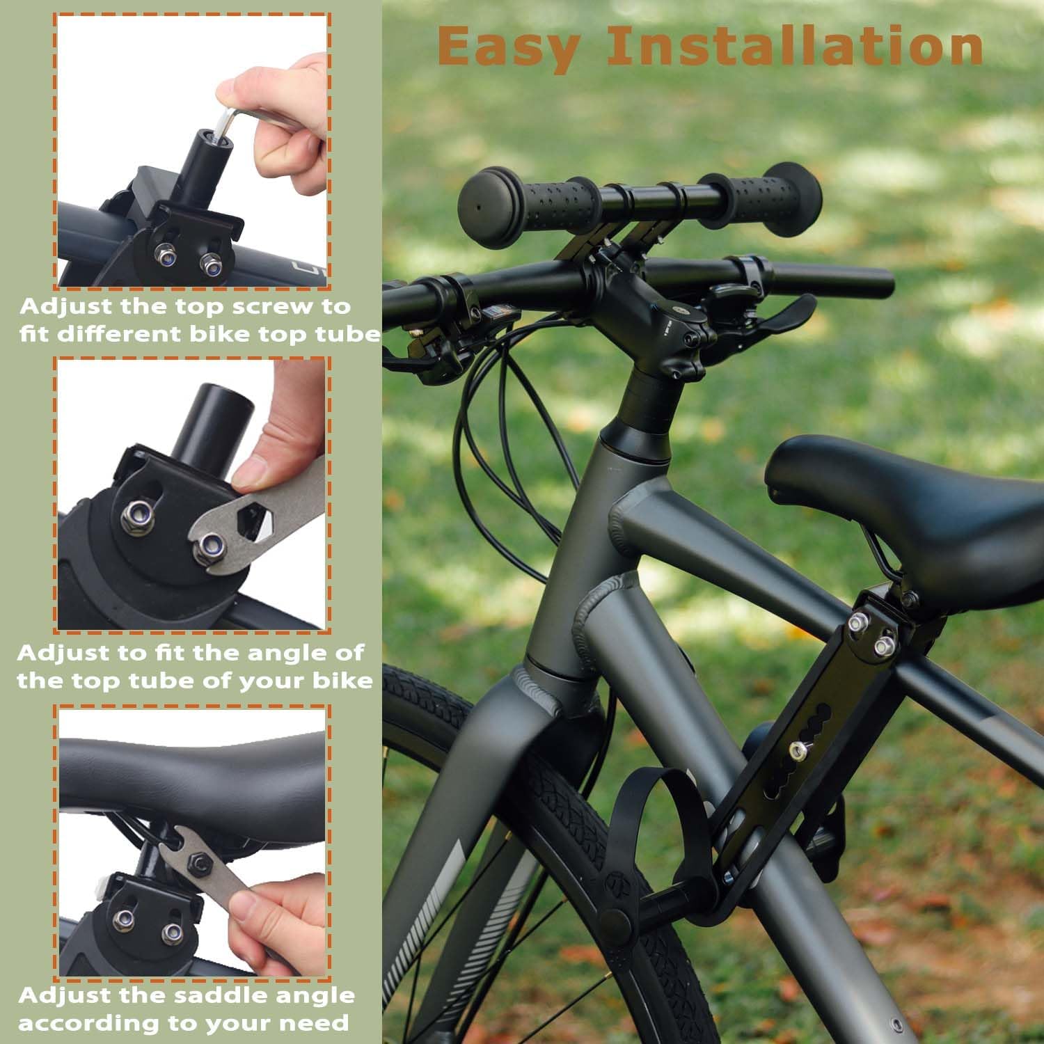 Child Bike Seat Front Mount and Child Handlebar for Mountain Bike Parent-Child Riding, Kid Bike Seat&Kid Handlebar Compatible with All Adult MTB Bike for Family Outdoor Activities - Image 4