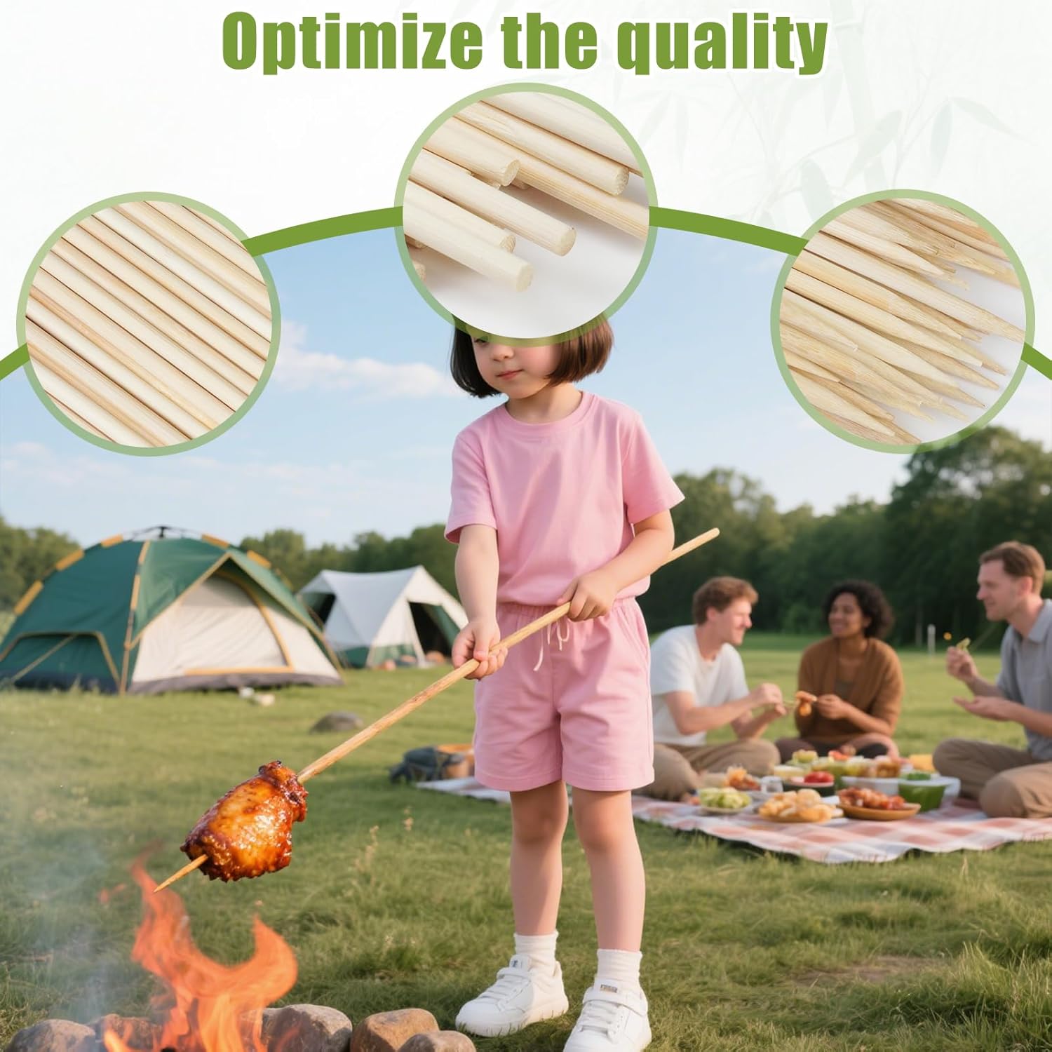 100PCS 36 inch Bamboo Skewers for Marshmallows,S'Mores,Fire Pit,BBQ,Kabob,Grilling, Camping.More Size Choices 6"/8"/10"/12"/36" - Image 4