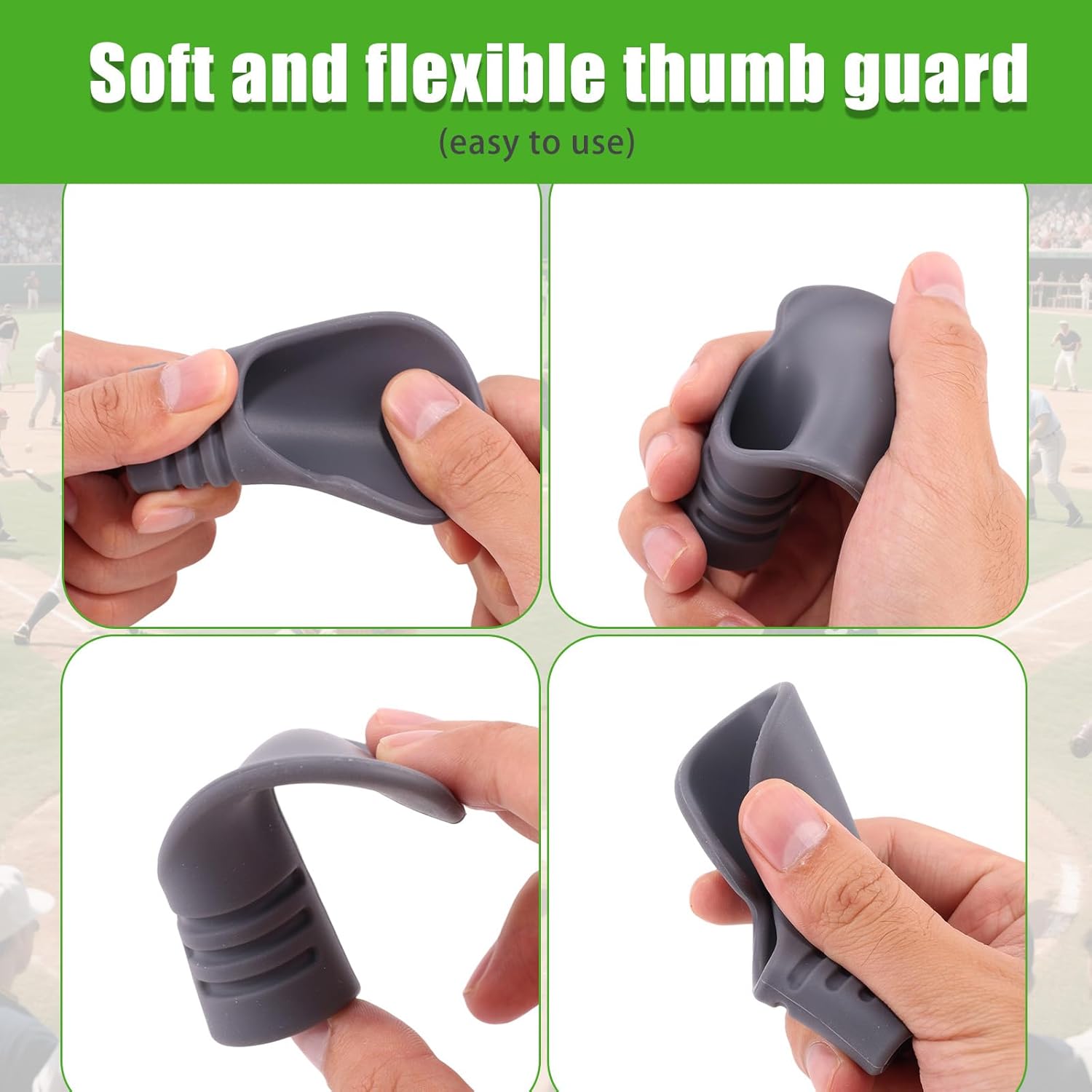 Catchers Thumb Guard for Youth & Children, Silicone Baseball Batting Softball Thumb Protector Protective Shield Catcher Training Gear Left/Right Hand Compatible Hand Injury Prevention(Medium) - Image 4