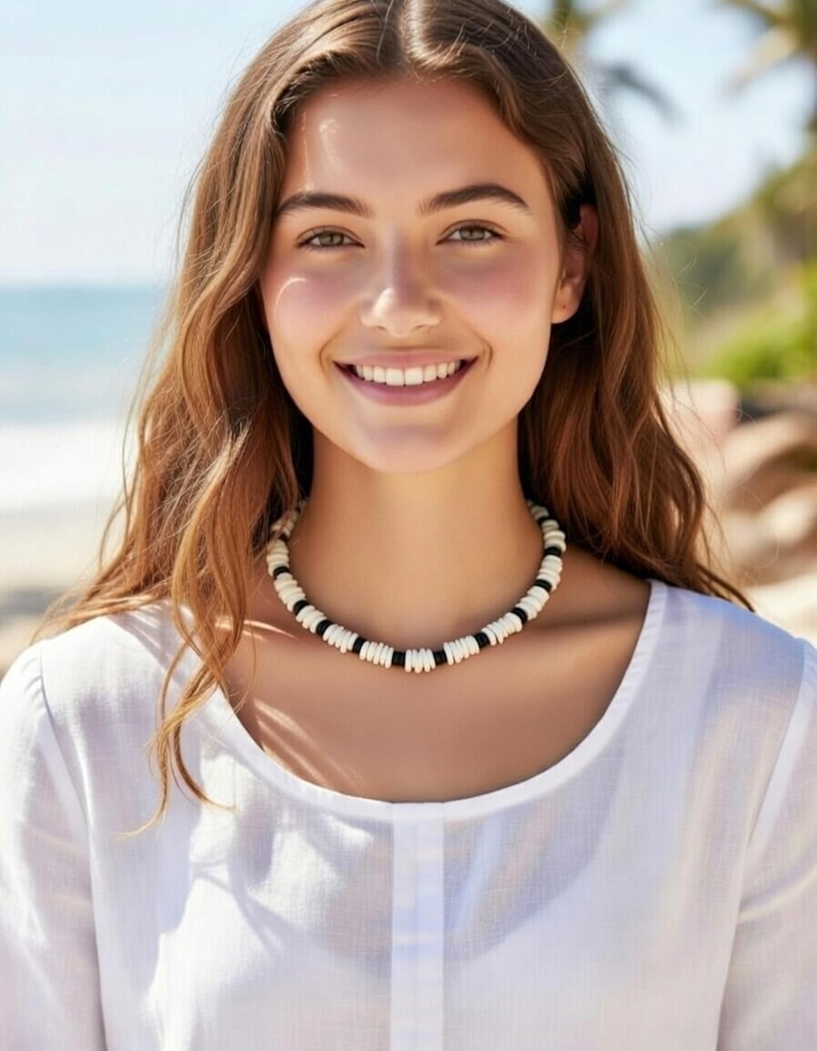 Native Treasure Unisex White Puka Shell Necklace - Genuine Philippine Clam Shell Chips - Handmade Tropical Bohemian Surfer Jewelry - Image 3