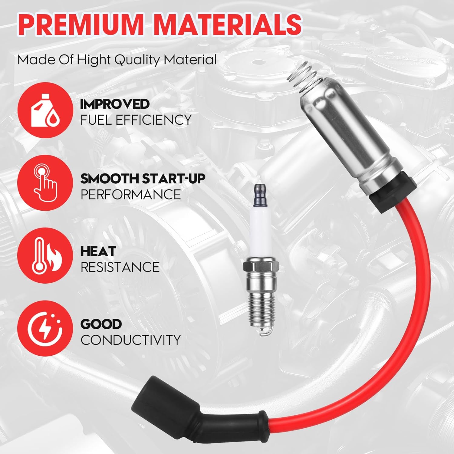 8 Pcs Spark Plug Wires Set & 41-110 Iridium Spark Plugs Compatible with 2000-2013 Chevy Silverado Tahoe Suburban GMC Sierra Yukon Cadillac Escalade 4.8 5.3 6.0 6.2 L, Replace for 41-162 9748HH 9748UU - Image 6