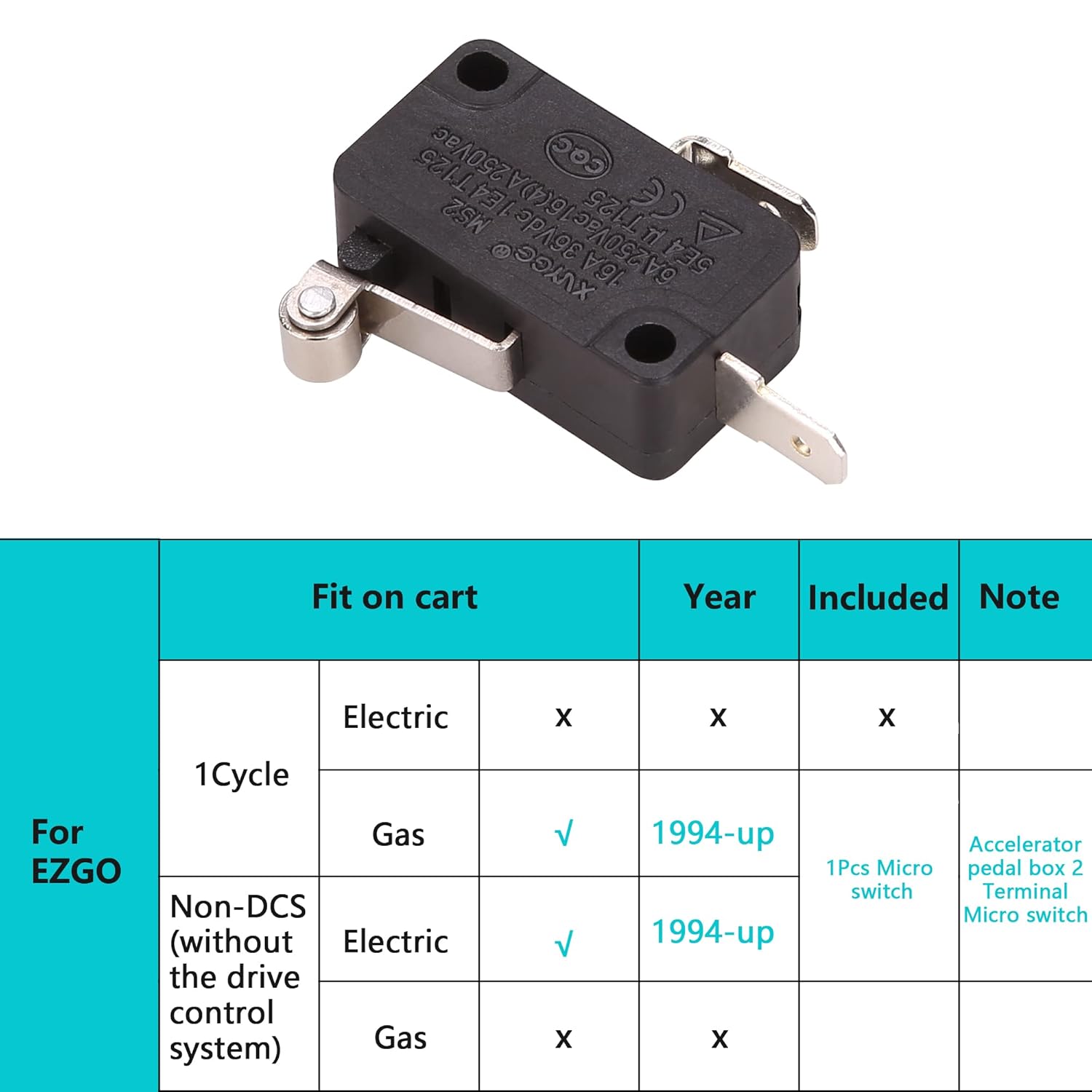 10L0L Golf Cart Accelerator Pedal Box Micro Switch for EZGO TXT 1994-Up OEM# 25861G01 25861-G01 - Image 3