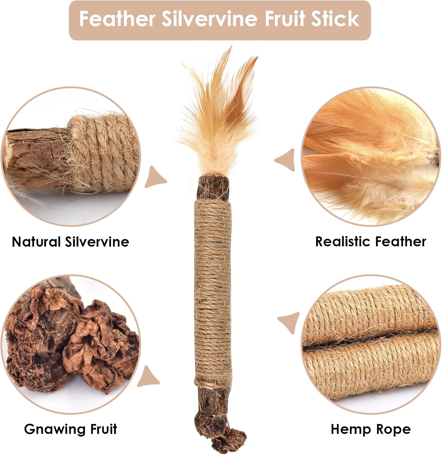 Bissap 10 PCS Silvervine Chew Sticks for Cats, Catnip Chew Sticks Cat Toys for Indoor Cat Kitten Teeth Grinding Interactive Feather Toys for Aggressive Chewers Dental Care - Image 4