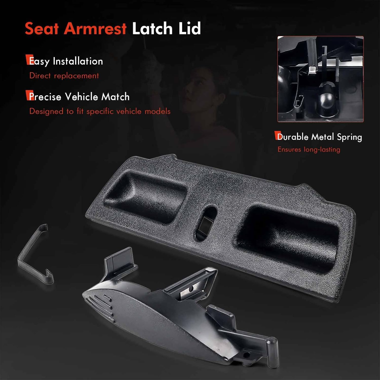 Center Console Jump Seat Armrest Lid Latch Fit for Chevy Silverado Suburban Tahoe, for GMC Sierra Yukon Avalanche 1995-2006 | Jumpseat Console Lock Assembly Replace# 11098014, 812444, 812443 - Image 3