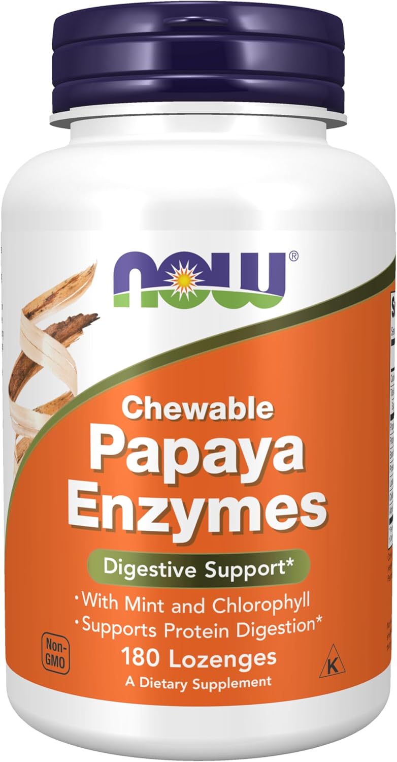 Now Foods - Chewable Papaya Enzymes, 180 Lozenges