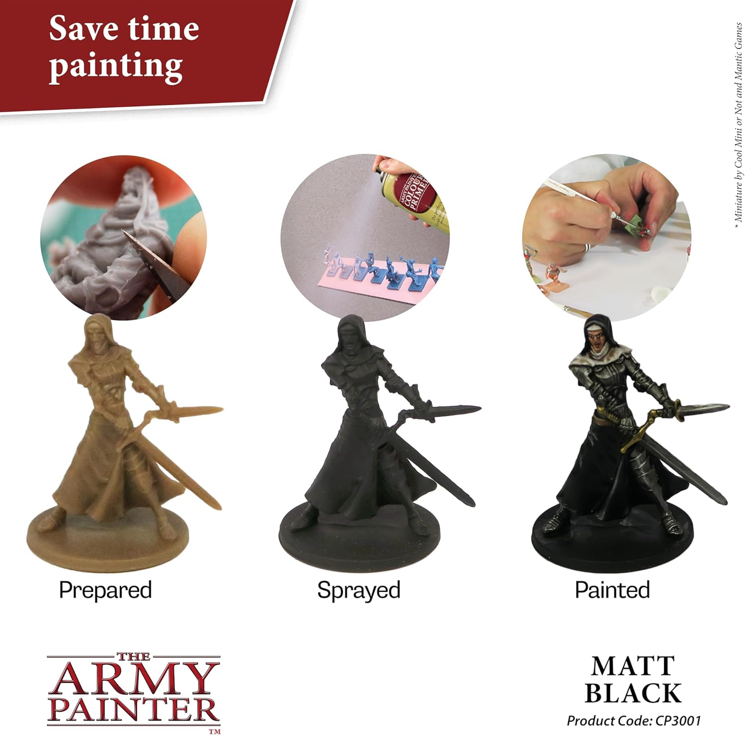 The Army Painter Base Primer Matt Black, 400 mL Acrylic Spray Primer, Spray Paint Basecoat for Miniature Priming, Tabletop Roleplaying, Boardgames, and Wargames Miniature Modelling - Image 2