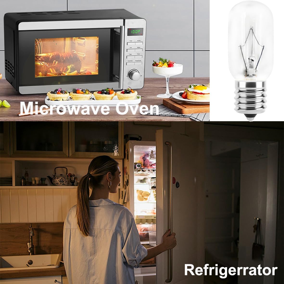 Microwave Oven Light Bulb 40W 125V E17 Replacement for Under Hood/Over-The-Range Microwaves - Compatible with Whirlpool, Maytag, GE, Amana (Models: 8206232A, 1890433, 8206232, AP4512653) - Image 5