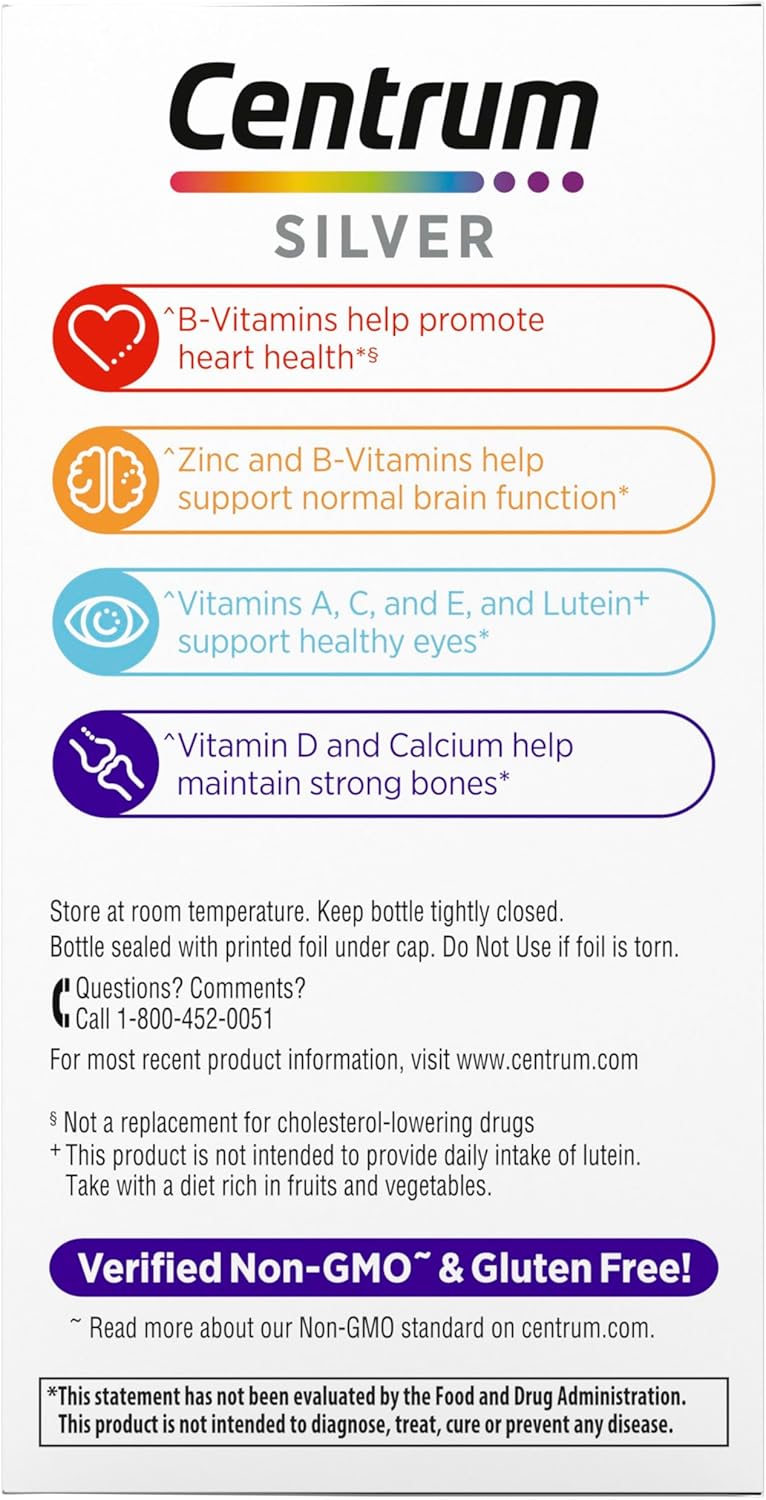 Centrum Silver Women's Multivitamin for Women 50 Plus, Multivitamin/Multimineral Supplement with Vitamin D3, B Vitamins, Non-GMO Ingredients, Supports memory and cognition in older adults - 65 Ct - Image 12