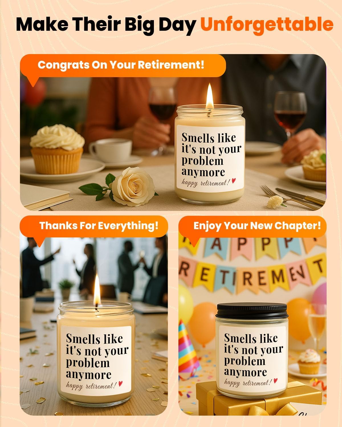 Retirement Gift for Woman, Men, Funny Retired Candle, Happy Farewell Party Decorations 2026, Best Retirement Gifts for Women, Men, Friends, Coworker, Teacher, Boss, Nurse, Colleague, Staff - Image 3