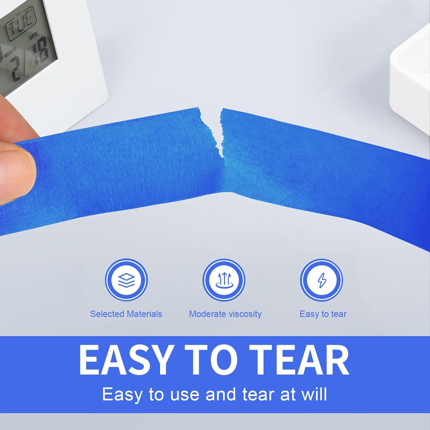 Painters Tape 2 Inch Wide, 2 Rolls Blue Masking Tape, 2 Inches x 55 Yards x 2 Rolls, 110 Yards in Total - Image 3