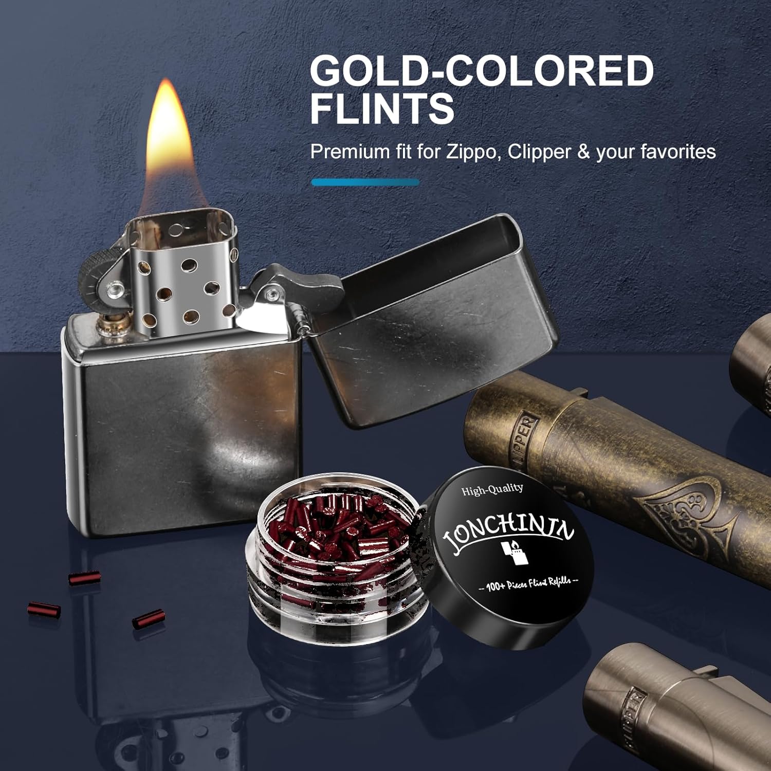 Lighter Flints 100 Pcs, Premium Flint Replacement Refills, Multi-Brand Compatible with Zippo and Clipper, Most Lighters, Long-Lasting, Fast-Igniting and Durable JONCHINJN (Red) - Image 3