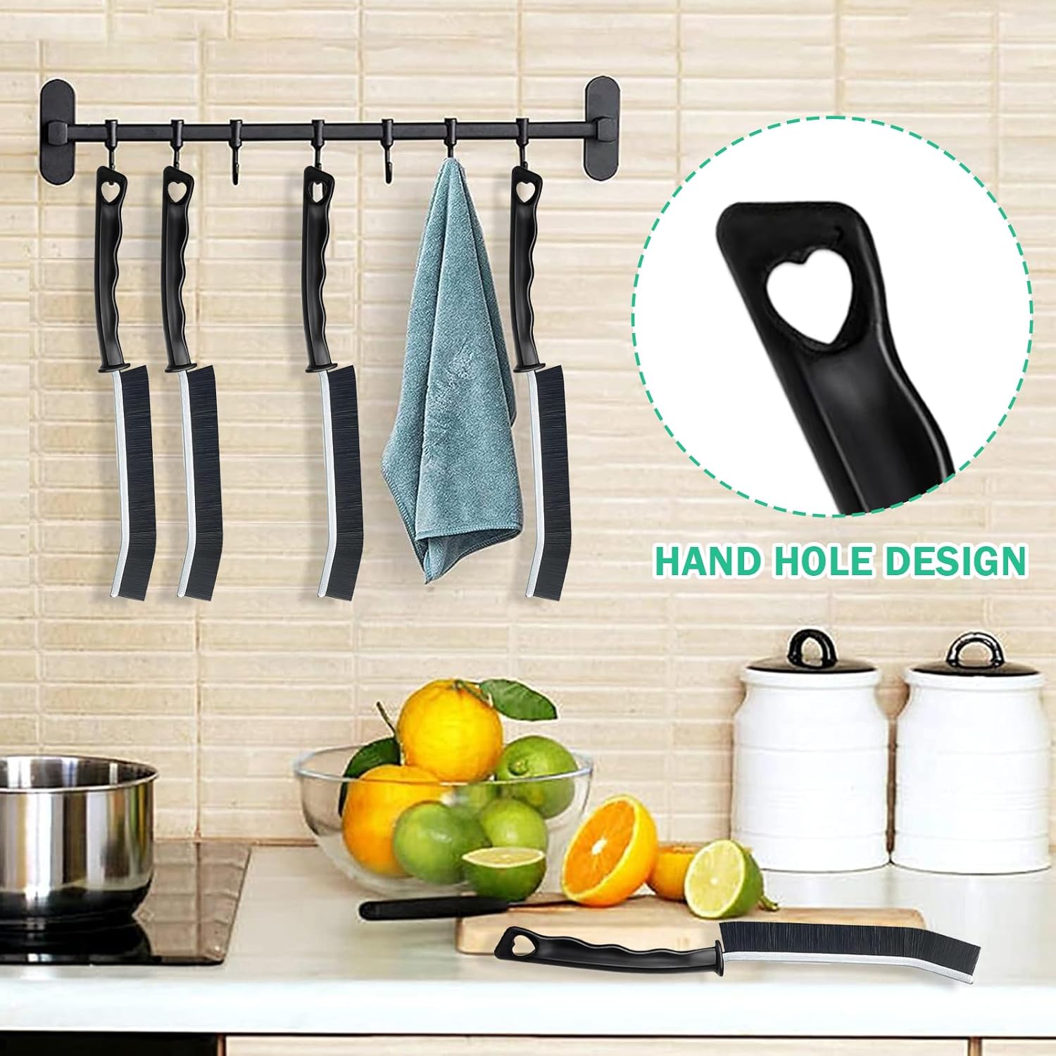 5 Pcs Crevice Cleaning Brush Multifunctional Hard Bristle Gap Cleaning Brush Tool, Gap Brush Suitable for Bathrooms, Kitchen Surfaces, Windows Groove and Faucets - Image 5