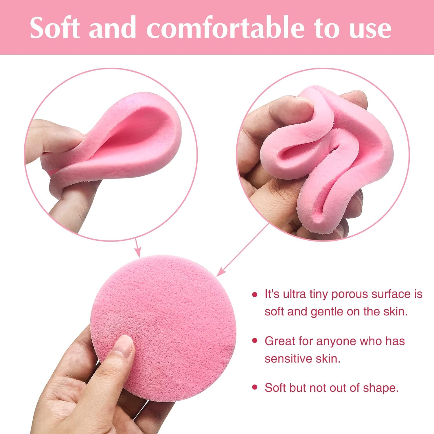 120 Pcs Facial Sponge Compressed,Face Cleansing Sponge Makeup Removal Sponge Pad,Exfoliating Wash Round Sponge for Women,Girls(Pink,Yellow) - Image 5