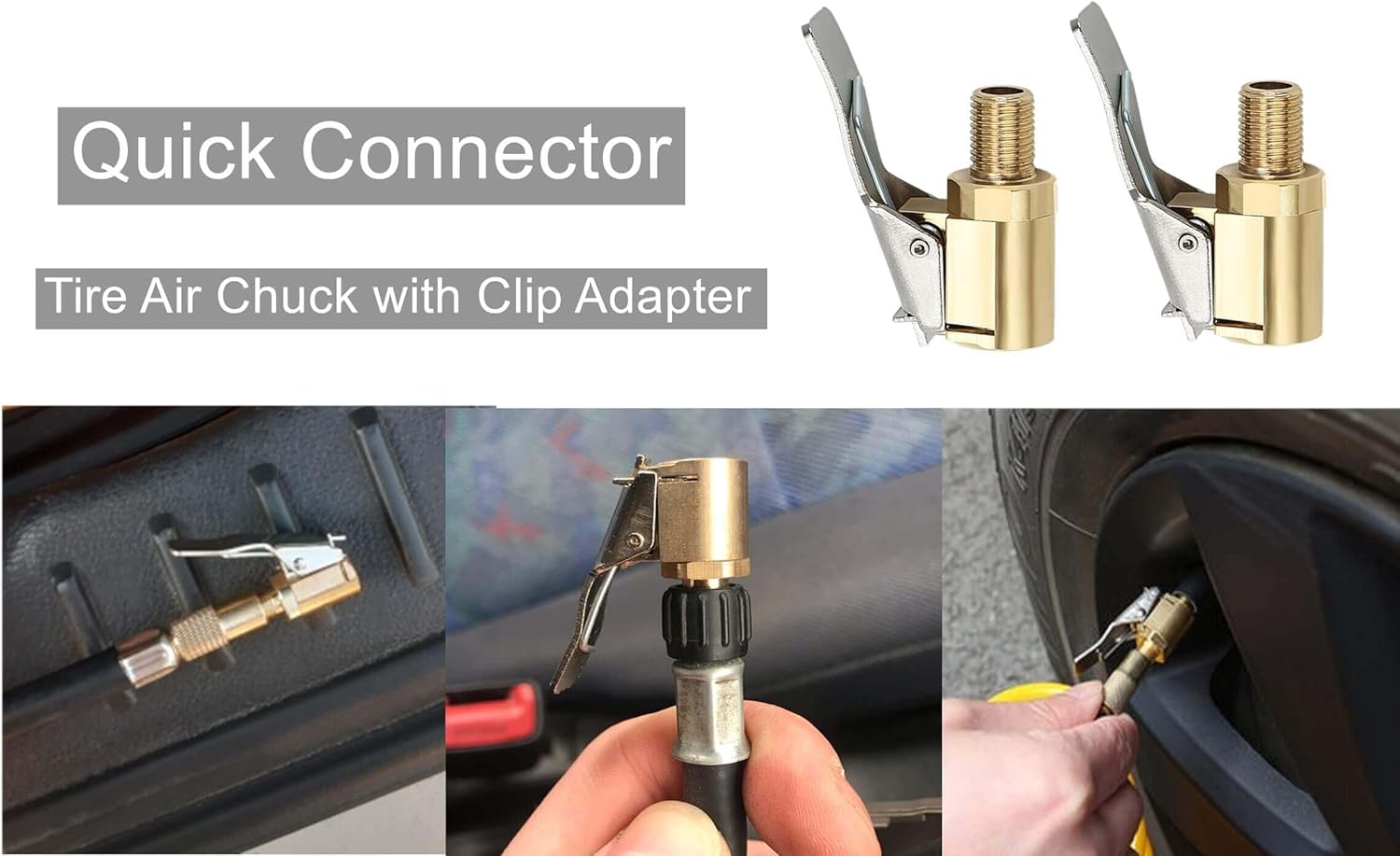 2Pack 8mm Tire Air Chuck with Clip Adapter, No Leakage Tire Chucks for Vehicle Inflator Compressor Pump Connect Accessories Tool, Brass Locking Tire Inflator Nozzle Adapter Connect 8mm - Image 5