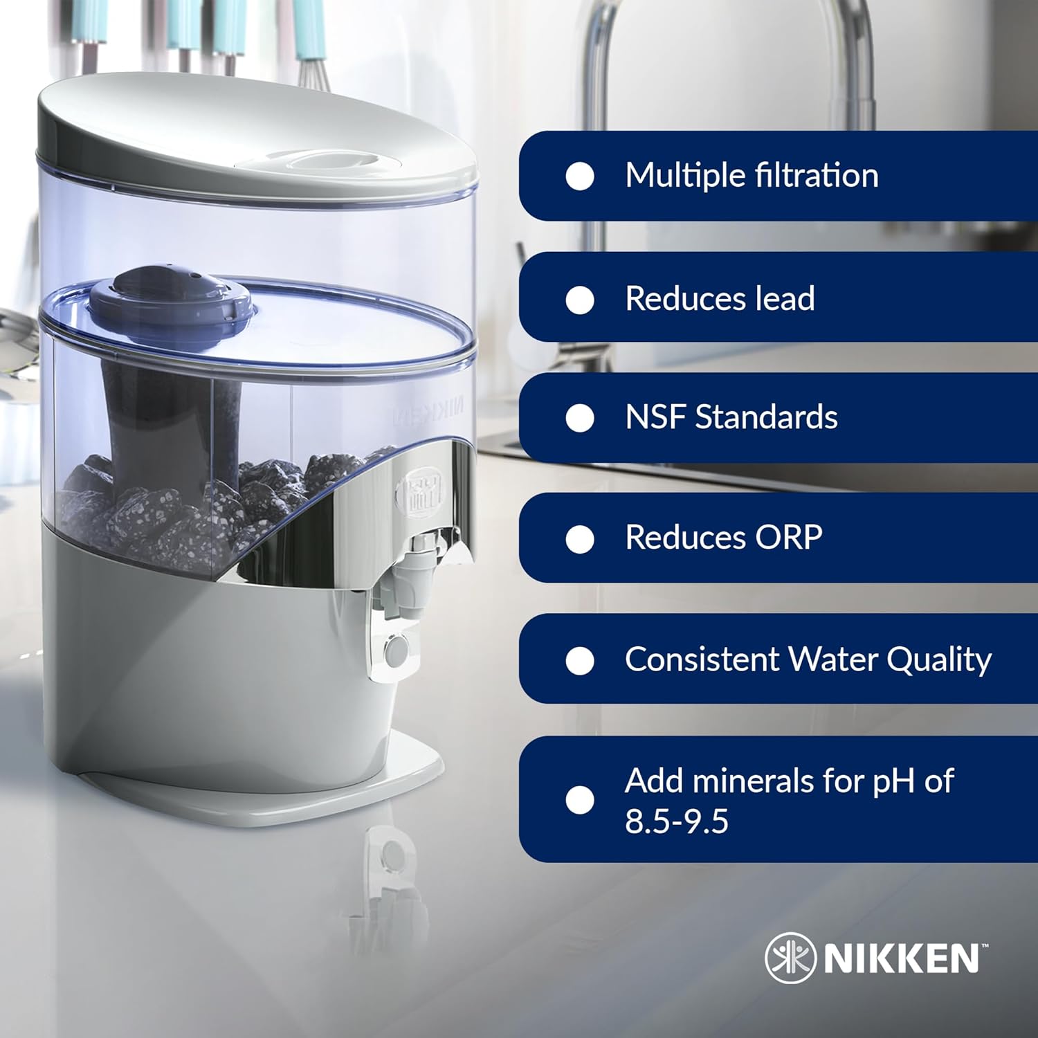 Nikken - PiMag Waterfall Filter Cartridge - Advanced Ionic Filtration, Copper Particles, Chlorine & Lead Reduction, pH Balance, Fresh Drinking Water - Image 5