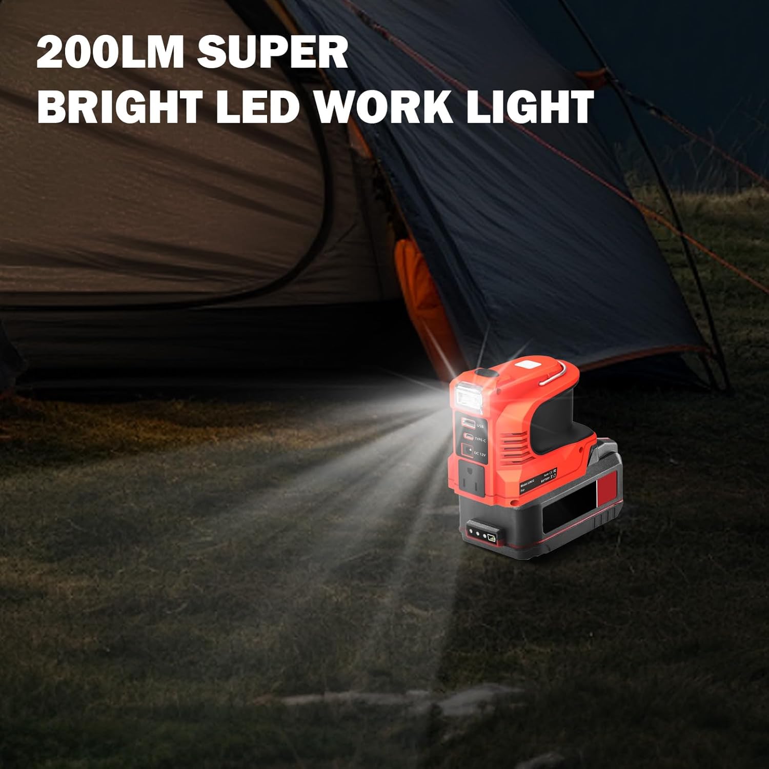 Power Inverter for Bauer 20V Battery,220W Portable Power Supply Inverter DC 20V to AC 120V for Bauer Battery with USB&Type-C&AC Outlet&LED Light - Image 7