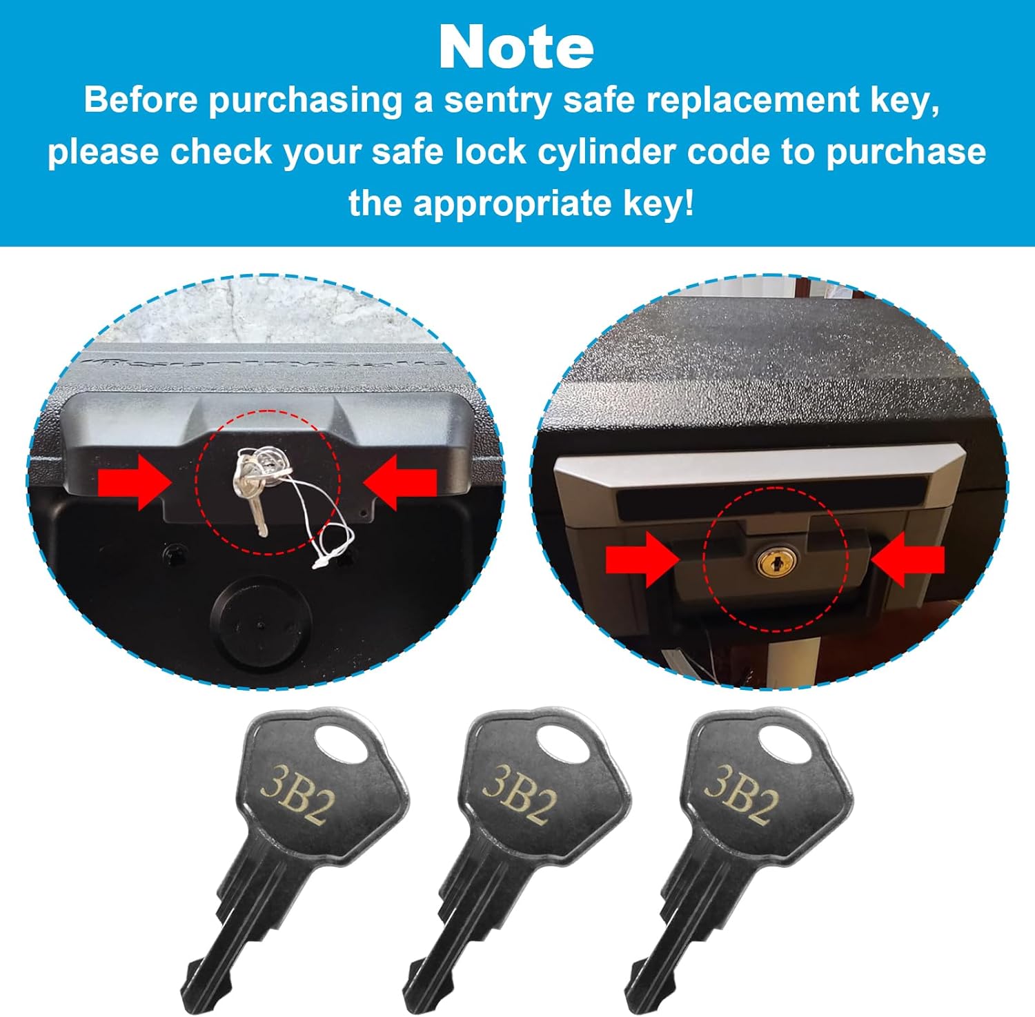 Sentry Safe Replacement Keys Model 1100-Codes 3B2 for Sentry Safe Key (Key 3B2)(3 Pcs) - Image 7