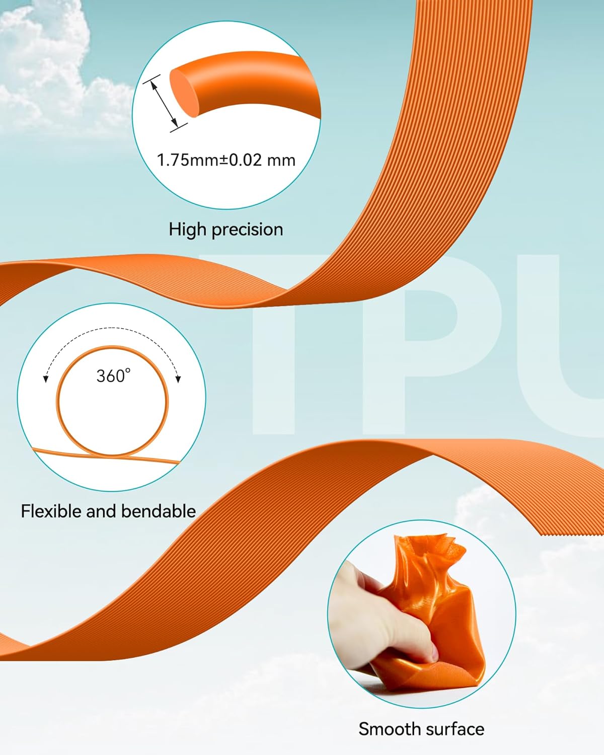 SUNLU TPU 3D Printer Filament 1.75mm,Highly Elastic 90A TPU Filament,Flexible 3D Filament for Fast Printing,Dimensional Accuracy +/- 0.03mm,Suitable for Most FDM 3D Printers.1KG (Green). - Image 4