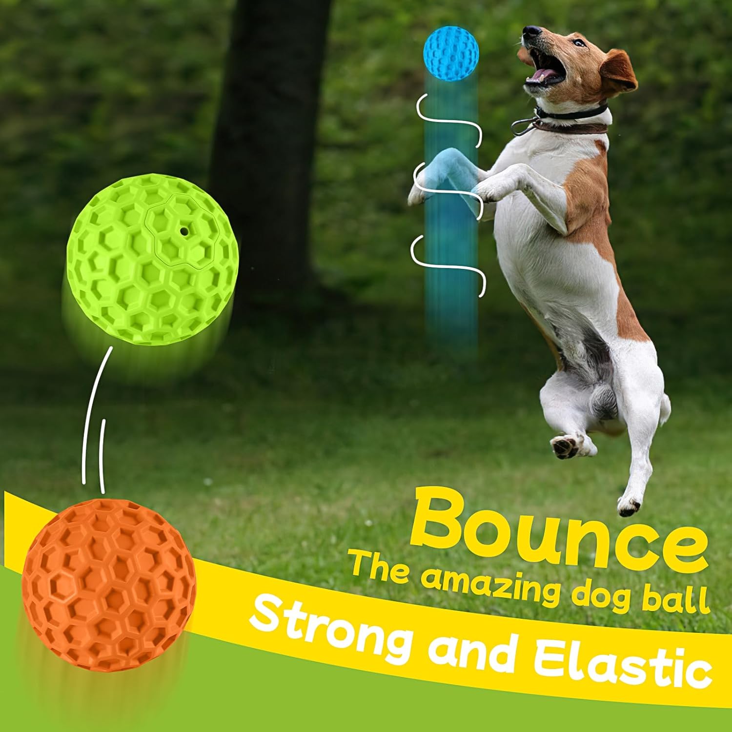 havit Indestructible Squeaky Dog Balls for Aggressive Chewers, Interactive Dog Toys to Keep Them Busy, Rubber Dog Chew Toy for Large Medium Breeds, Outdoor Waterproof (3 Colors) - Image 4