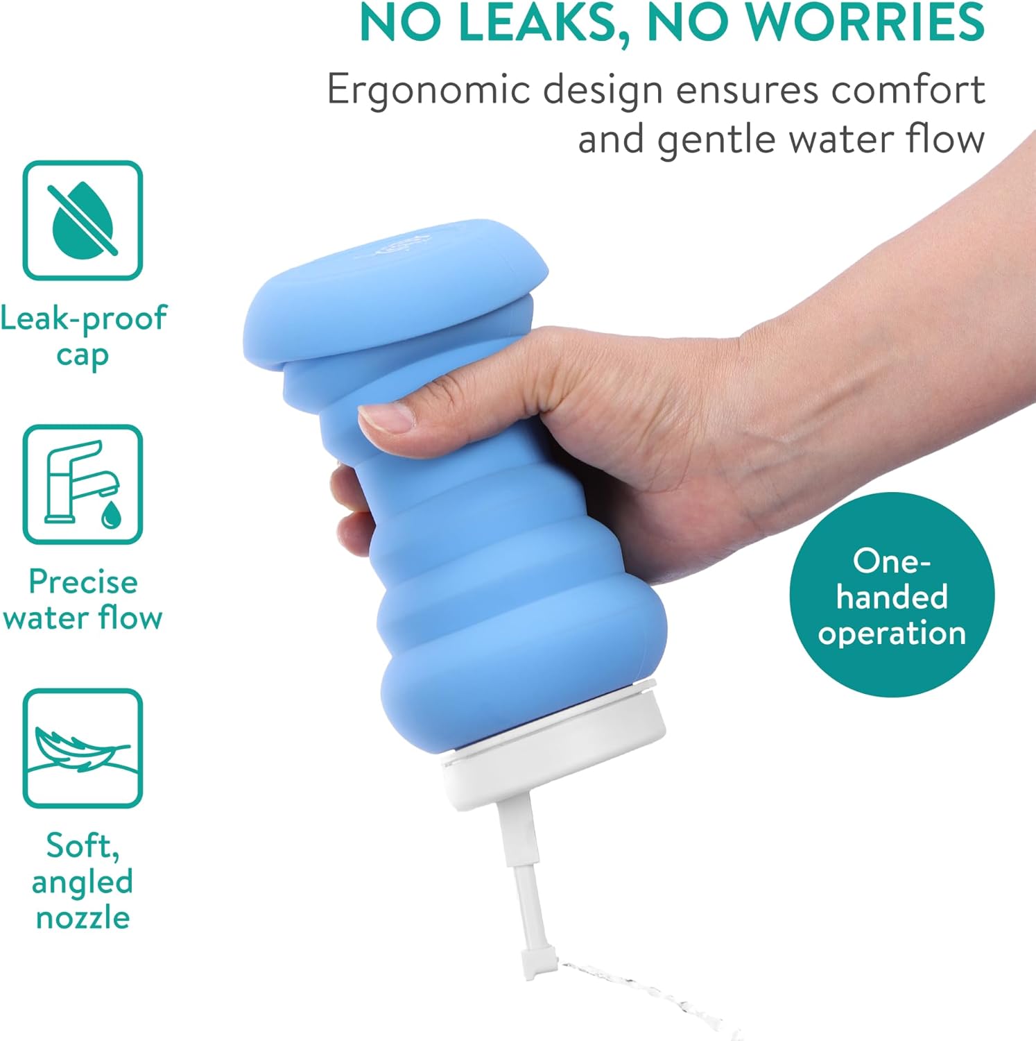Cynpel Foldable Peri Bottle - Compact Leak-Proof Portable Travel Bidet Sprayer - Ideal for Postpartum Care Perineal Spray Wash & Personal Hygiene - Jet Spray Portable Bidet - Blue - Image 6