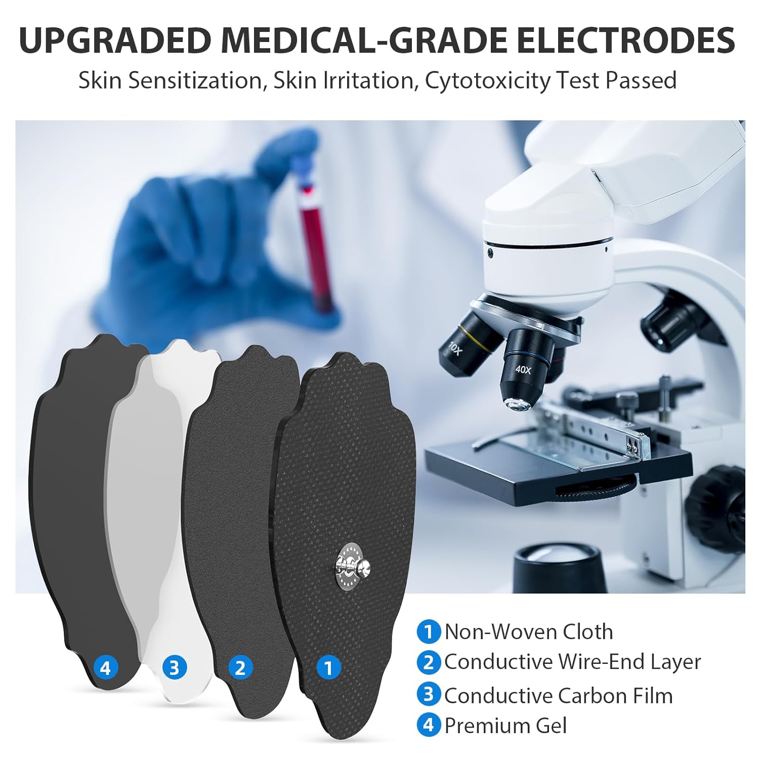TENS Unit Electrode Pads NURSAL 20 Pack 3.5mm Snap EMS Replacement Pads for Electrotherapy Reuse More Than 30 Times, Compatible with MEDVICE,Belifu TENS Machine - Image 4