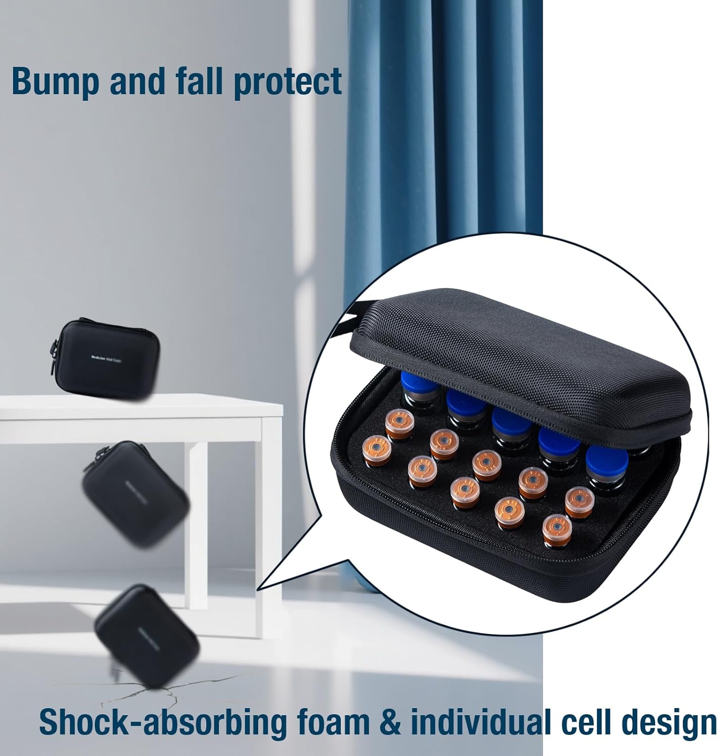 Peptide Case for Fridge, 20 Vials Holder, Fits 1ml 3ml 5ml 10ml Vials Storage, Not Fit Tall 10ml Vial,Diabetes Medication Organizer, No Vials, Black - Image 5