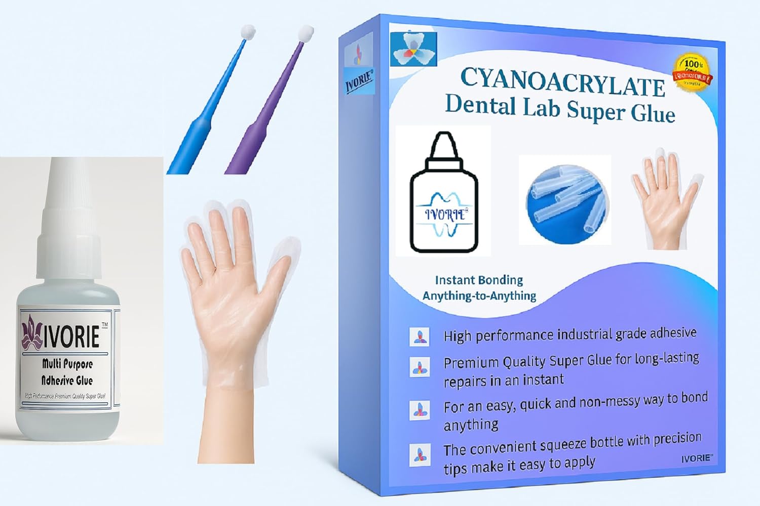 Super Glue Adhesive Instant Bonding Cyanoacrylate Acrylic - Dental Laboratory Tools (Gel - 20gr)