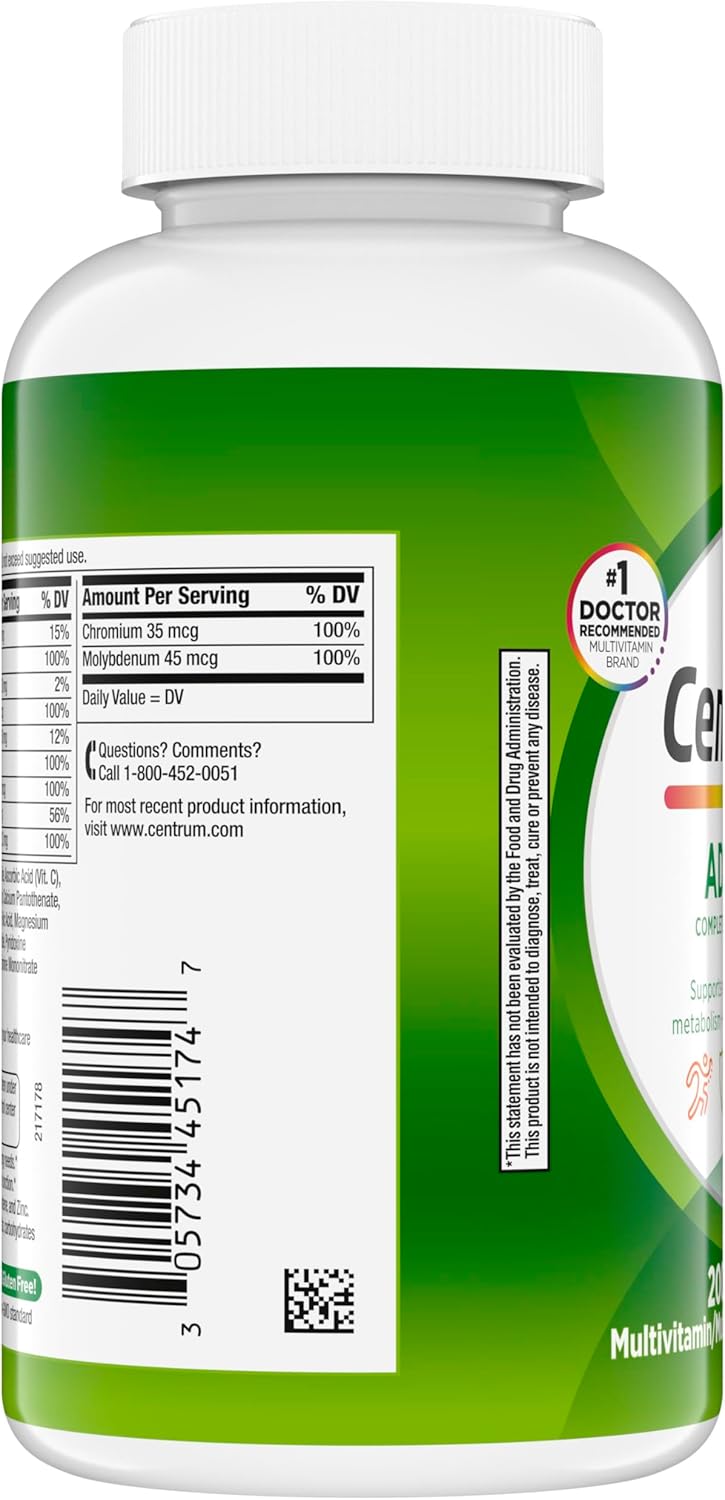 Centrum Adult Multivitamin/Multimineral Supplement with Antioxidants, Zinc, Vitamin D3 and B Vitamins, Gluten Free, Non-GMO Ingredients - 200 Count - Image 10