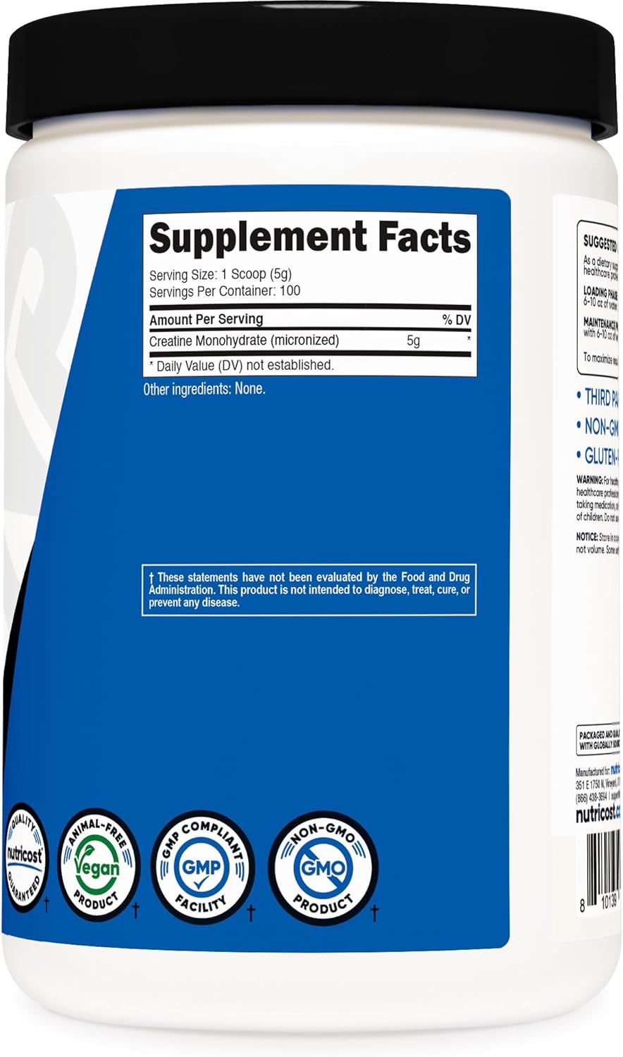Nutricost Creatine Monohydrate Micronized Powder 500G, 5000mg Per Serv (5g) - 100 Servings, 17.9 Oz - Image 5