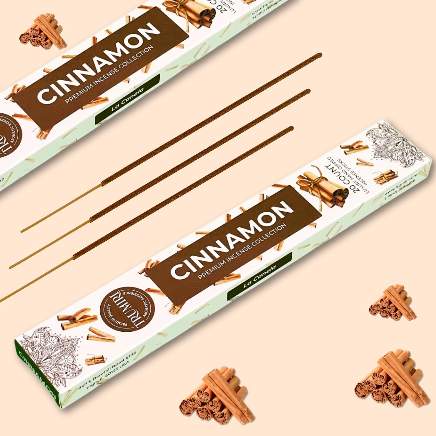 Cinnamon Incense Sticks - Incienso de Canela - Total 40 Insence-Sticks - Dual Pack of 20 Insense - Inciensos - Inscents - Natural Non Toxic Ingredients - Incents - Incence - Inscense - Image 8