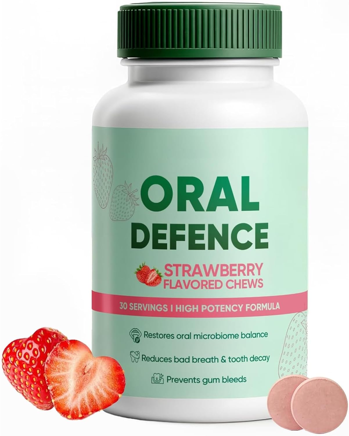Oral Defence, Oral Probiotics for Bad Breath, Microbiome Balance, Gum Health & Daily Hygiene Support, 60 Chewable Capsules(1)