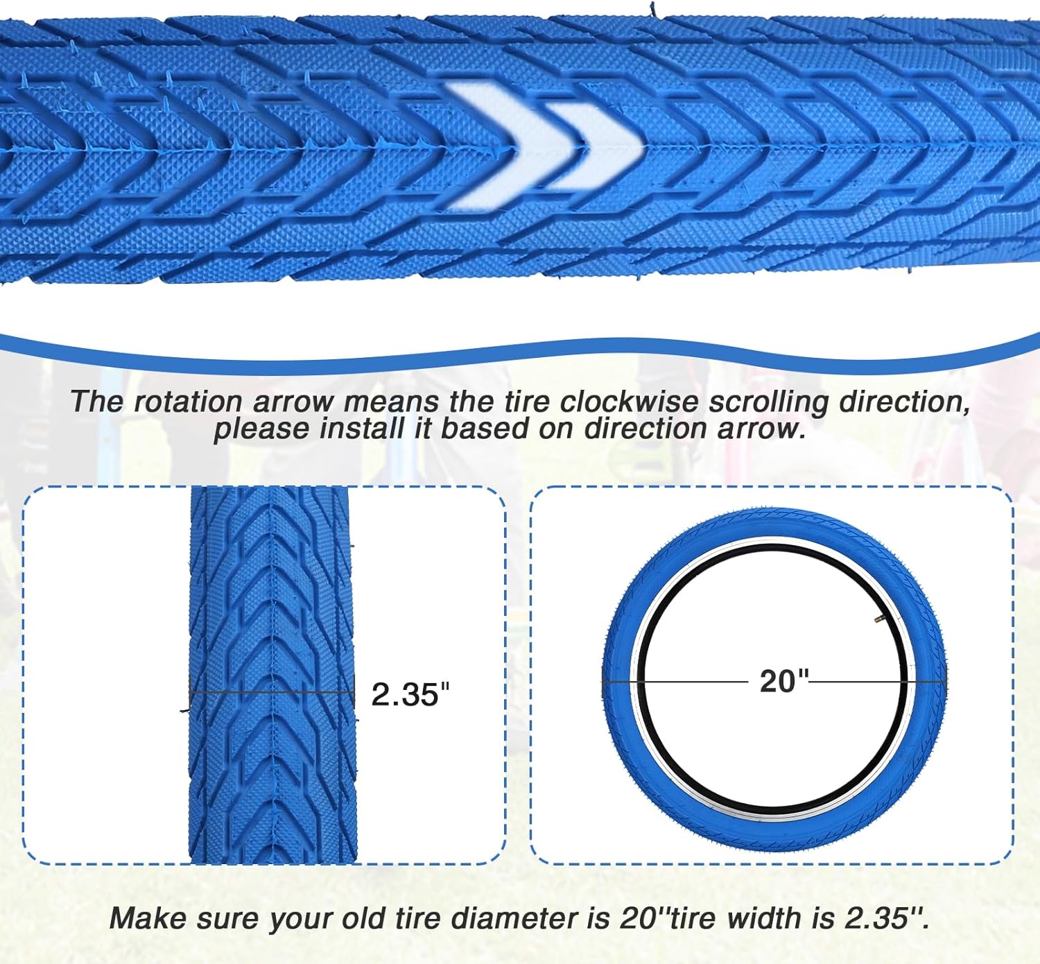 ZUKKA 20 x 2.35 Bike Tire 1/2 Pack 20 inch x 2.35 BMX Bike Tire Folding Replacement Tire for MTB Mountain Bike, BMX Bicycle Commuter Bike - Image 7