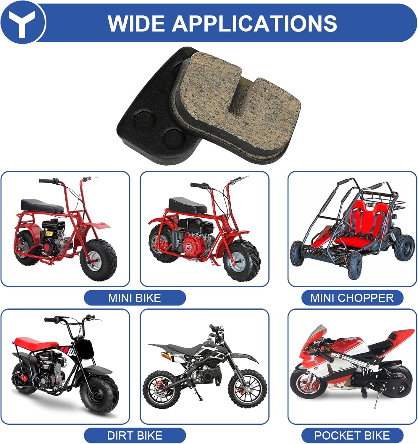 YOXUFA Mini Bike Disc Brake Pads for 79cc 97cc 100cc 105cc Coleman CT100U CC100X Baja Doodle Bug DB30 Motovox MBX10 Monster Moto MMB80 MMB105 49cc 50cc SYX Moto Mototec Pocket Dirt Bike ATV Parts - Image 4