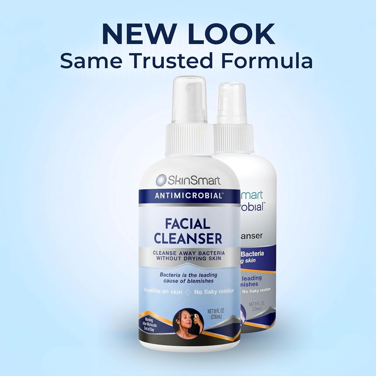 SkinSmart Antimicrobial Facial Cleanser for Breakouts & Blemishes; Hypochlorous Acid Formula Targets Bacteria to Reduce Skin Irritation and Flush Pores Clean, 8 oz Spray, All Ages & All Skin Types - Image 2