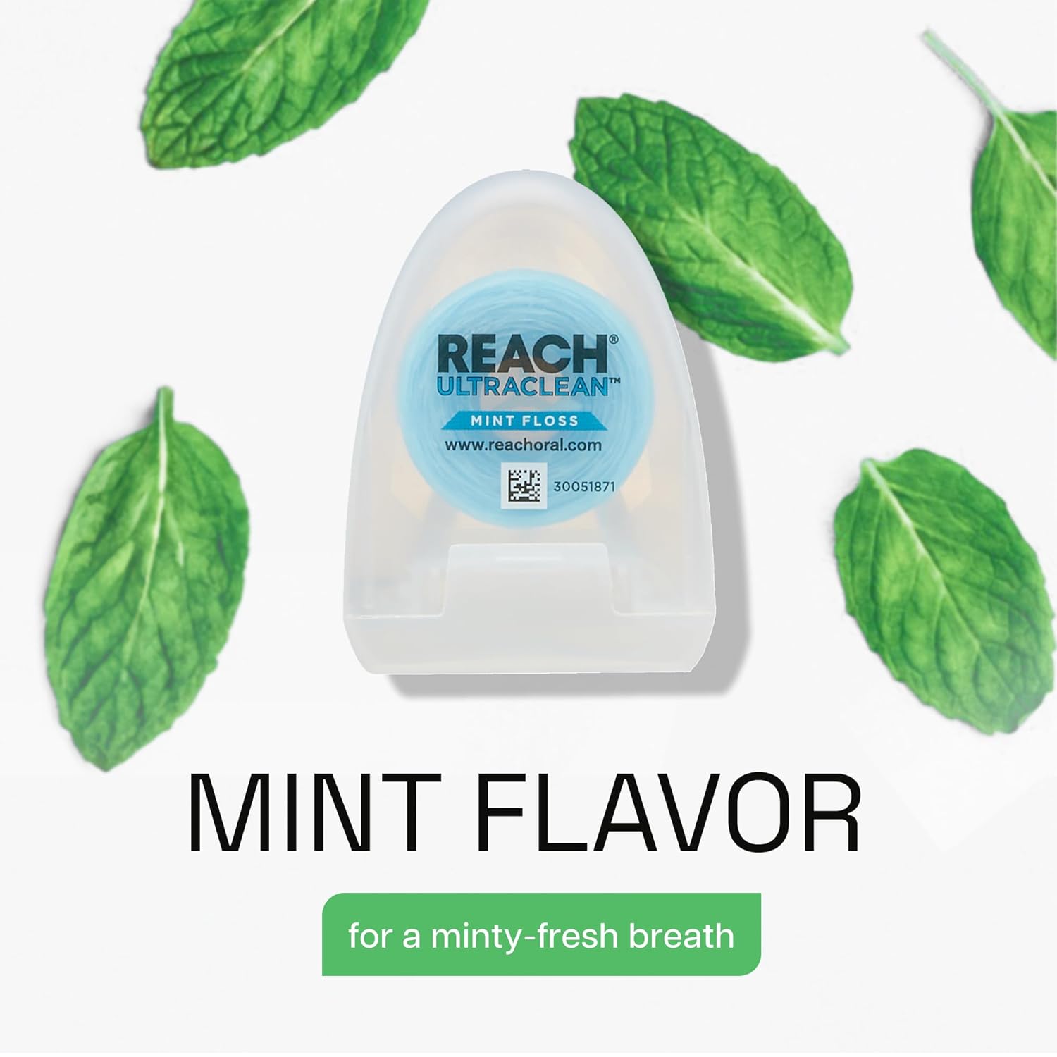 REACH Ultraclean Dental Floss, Mint, Plaque Remover for Teeth, Shred Resistant, Waxed, Easy on Gums & Teeth, Mint, Oral Care, PFAS Free, for Adults & Kids, 6 Pack, 30 yd - Image 8