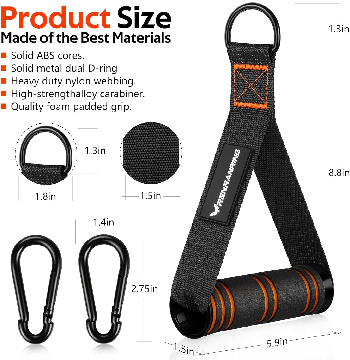RENRANRING Gym Exercise Handles, Replacement Handle Attachments for Cable Machine Pulleys, Resistance Band and Strength Trainer, Pull Down Workout Accessories, Home Gym Add On Equipment - Image 2
